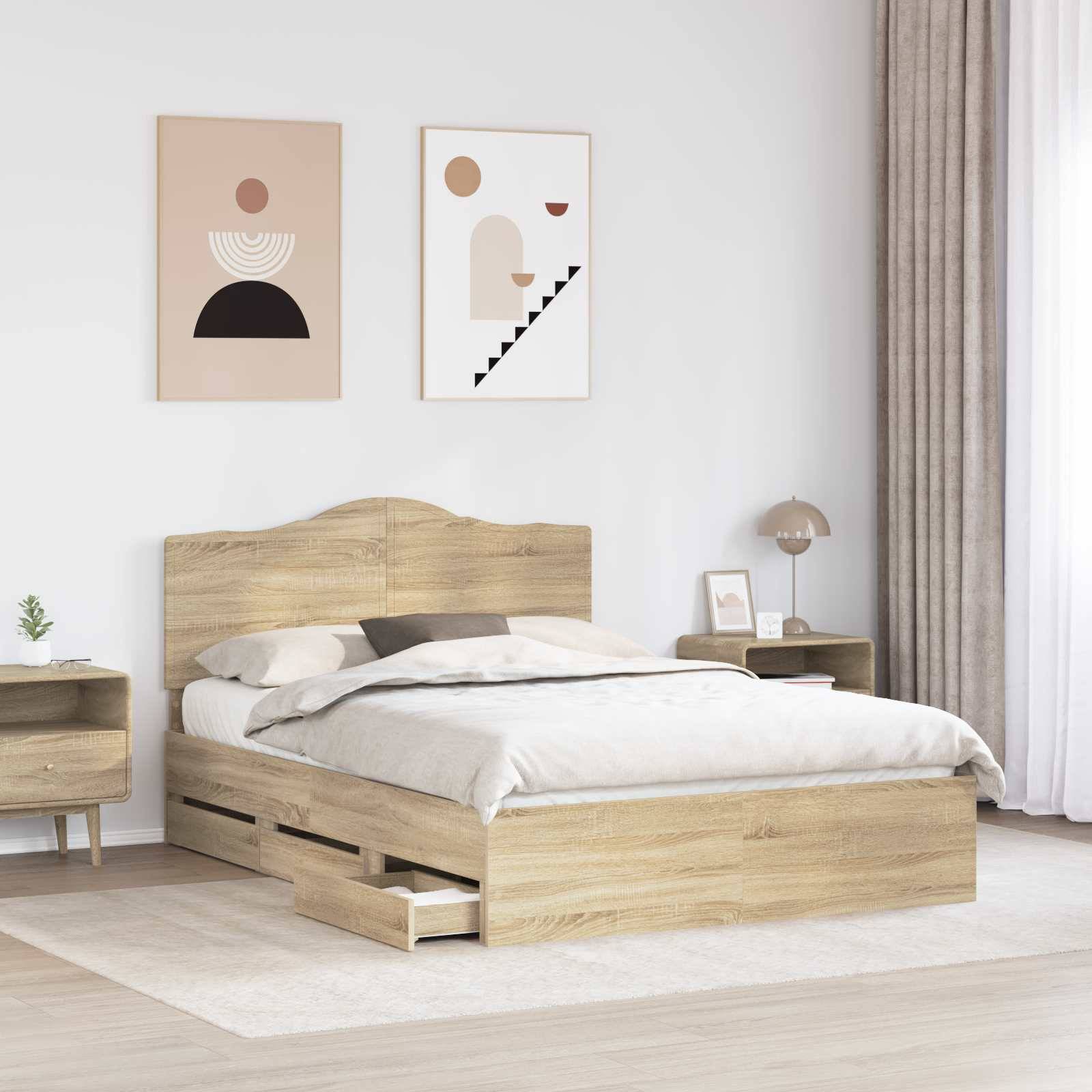 vidaXL Bettrahmen Sonoma-Eiche 140 x 200 cm Ingenieurs Holz