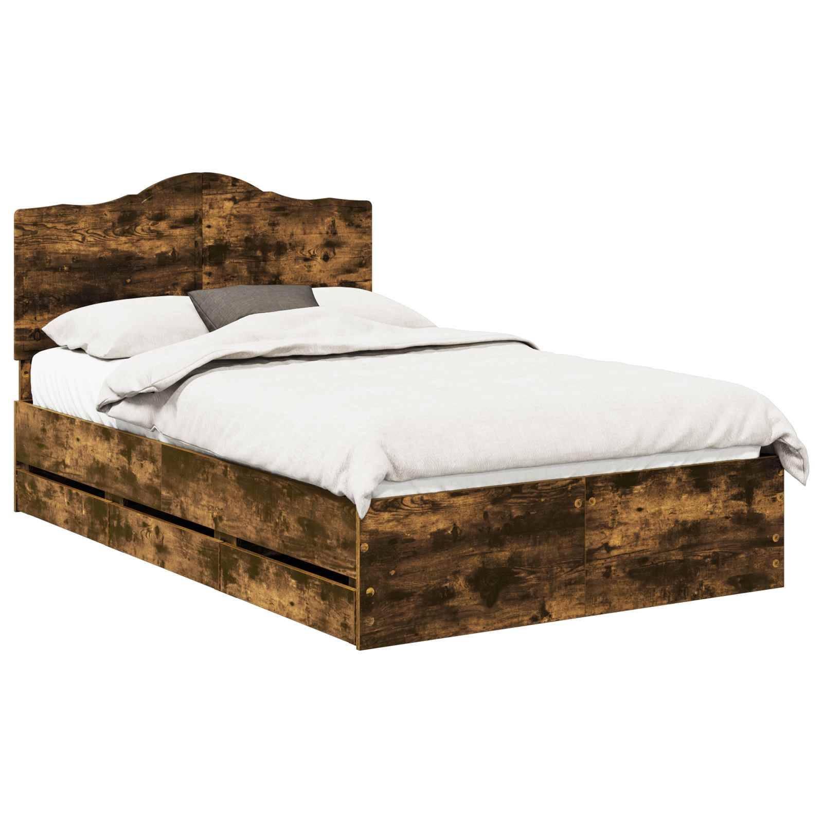 vidaXL Bettrahmen Geräucherte Eiche 120 x 200 cm Ingenieurs Holz
