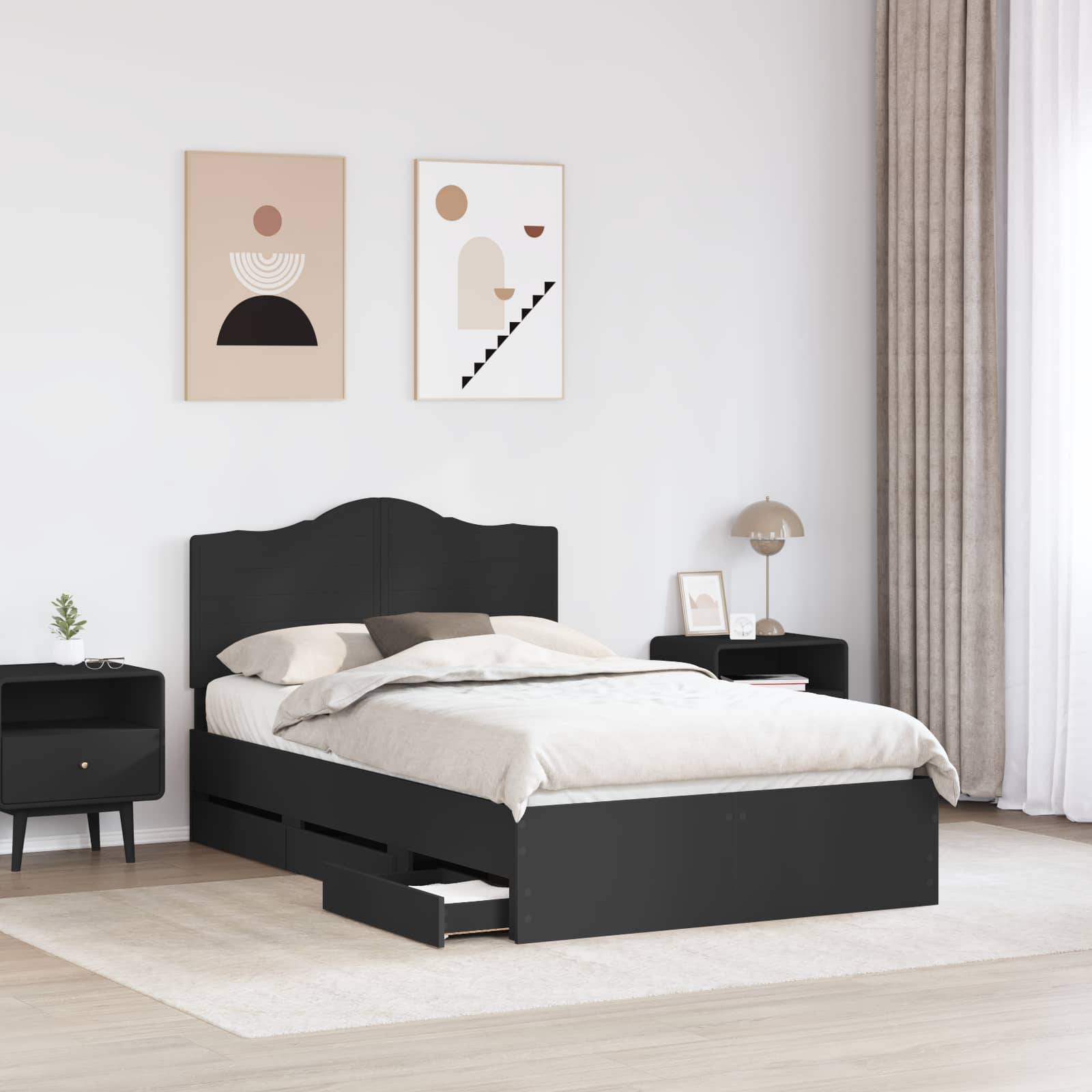 vidaXL Bettrahmen mit Schubladen Schwarz 120 x 190 cm Ingenieurs Holz