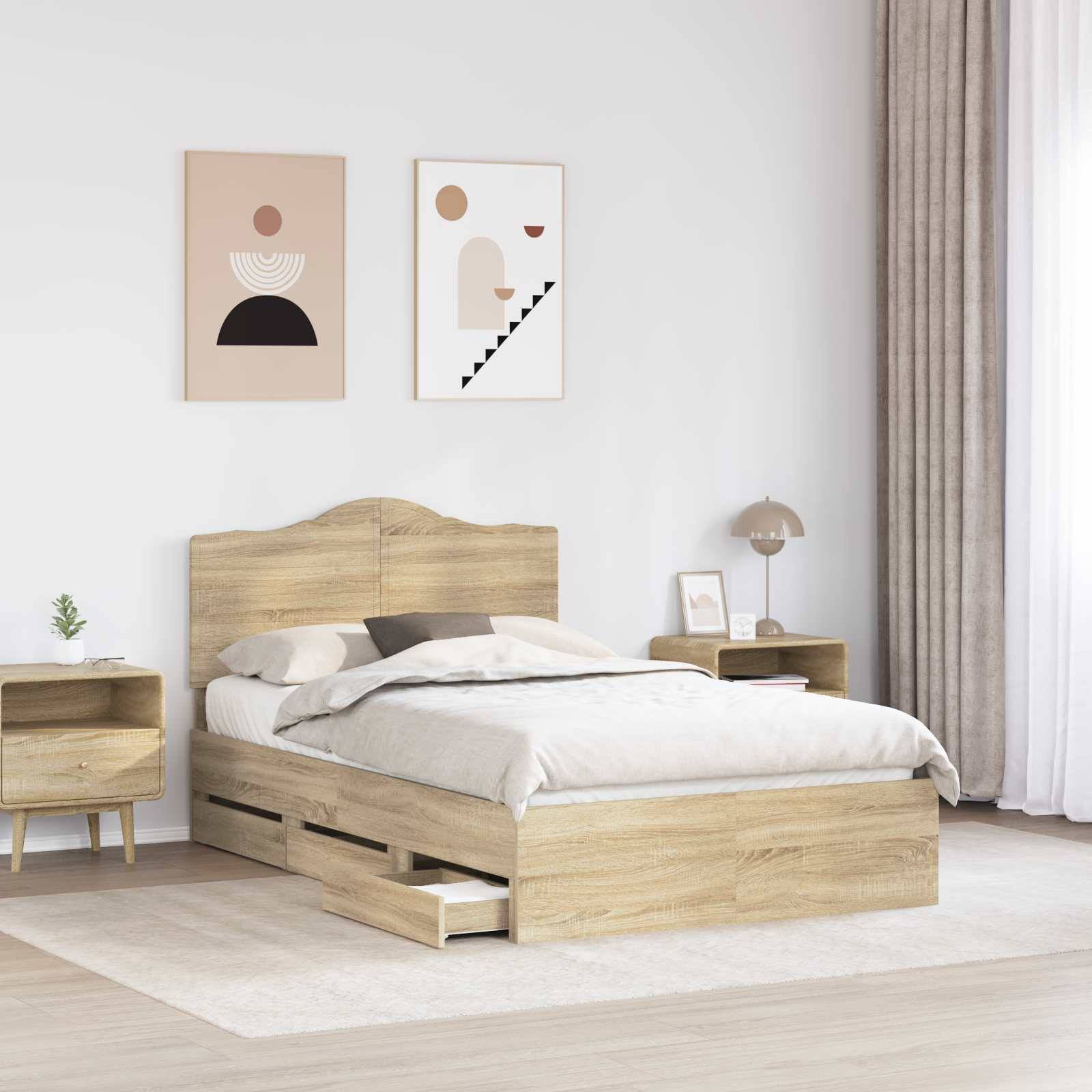 vidaXL Bettrahmen Sonoma-Eiche 120 x 190 cm Ingenieurs Holz