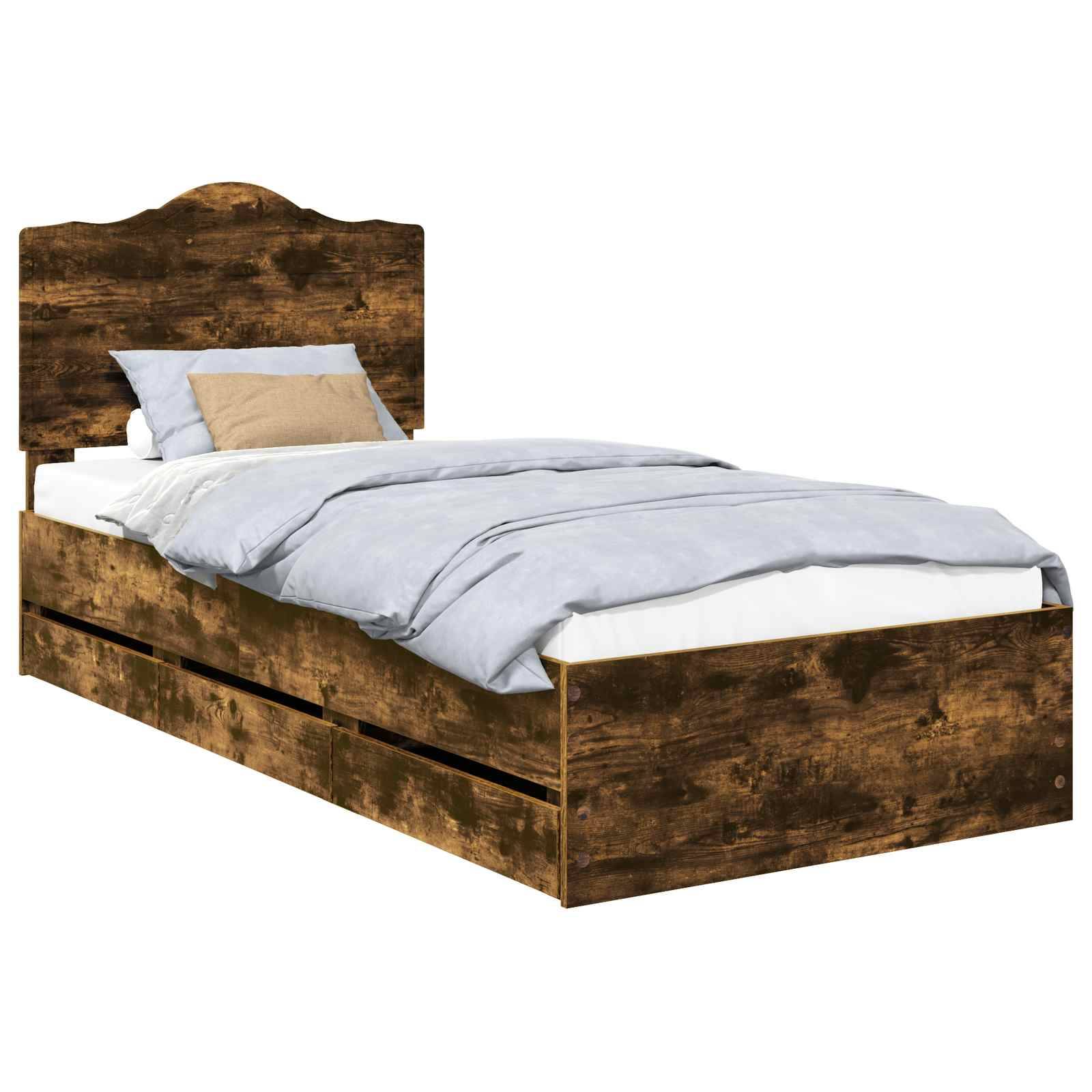 vidaXL Bettrahmen Geräucherte Eiche 90 x 190 cm Ingenieurs Holz