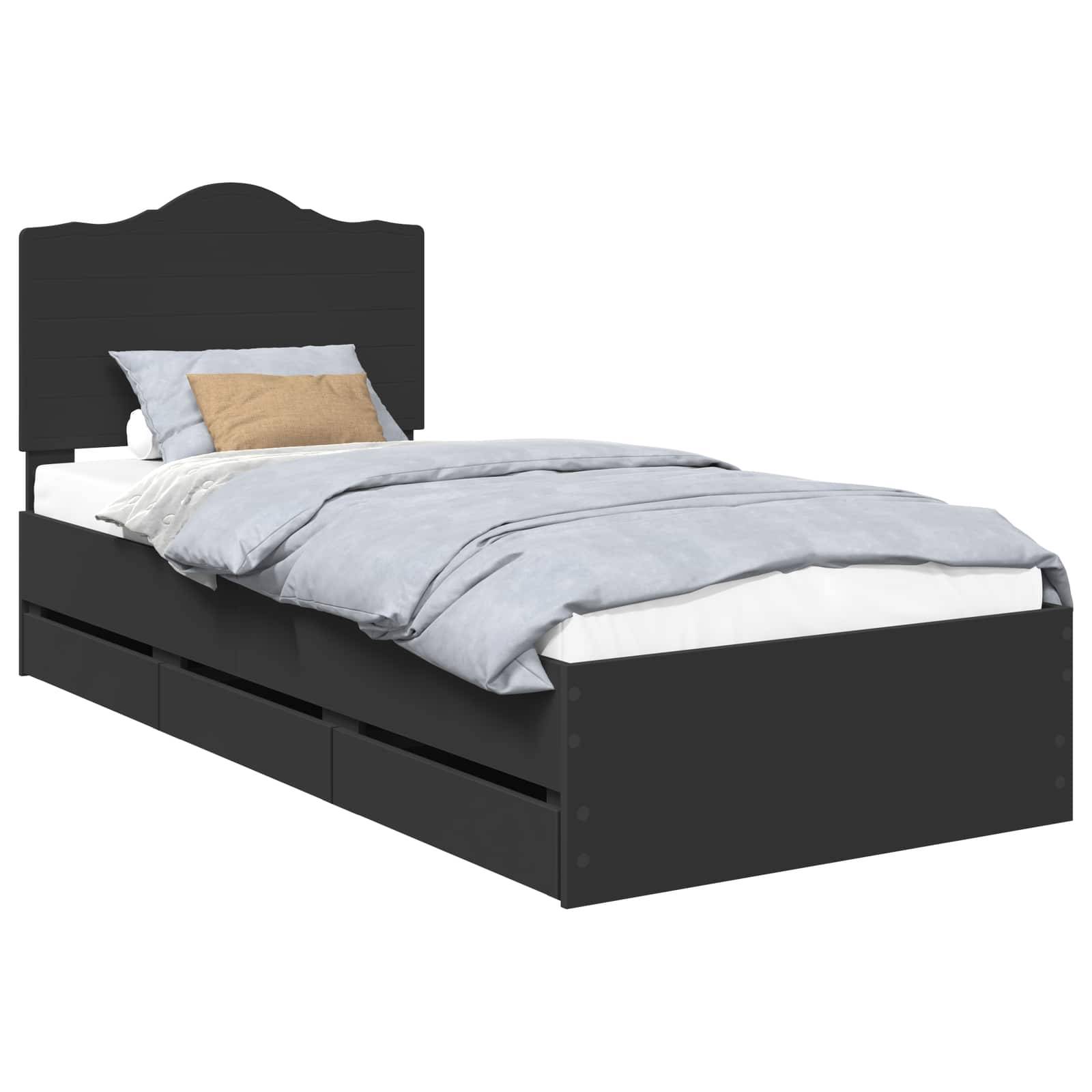 vidaXL Bettrahmen mit Schubladen Schwarz 100 x 200 cm Ingenieurs Holz