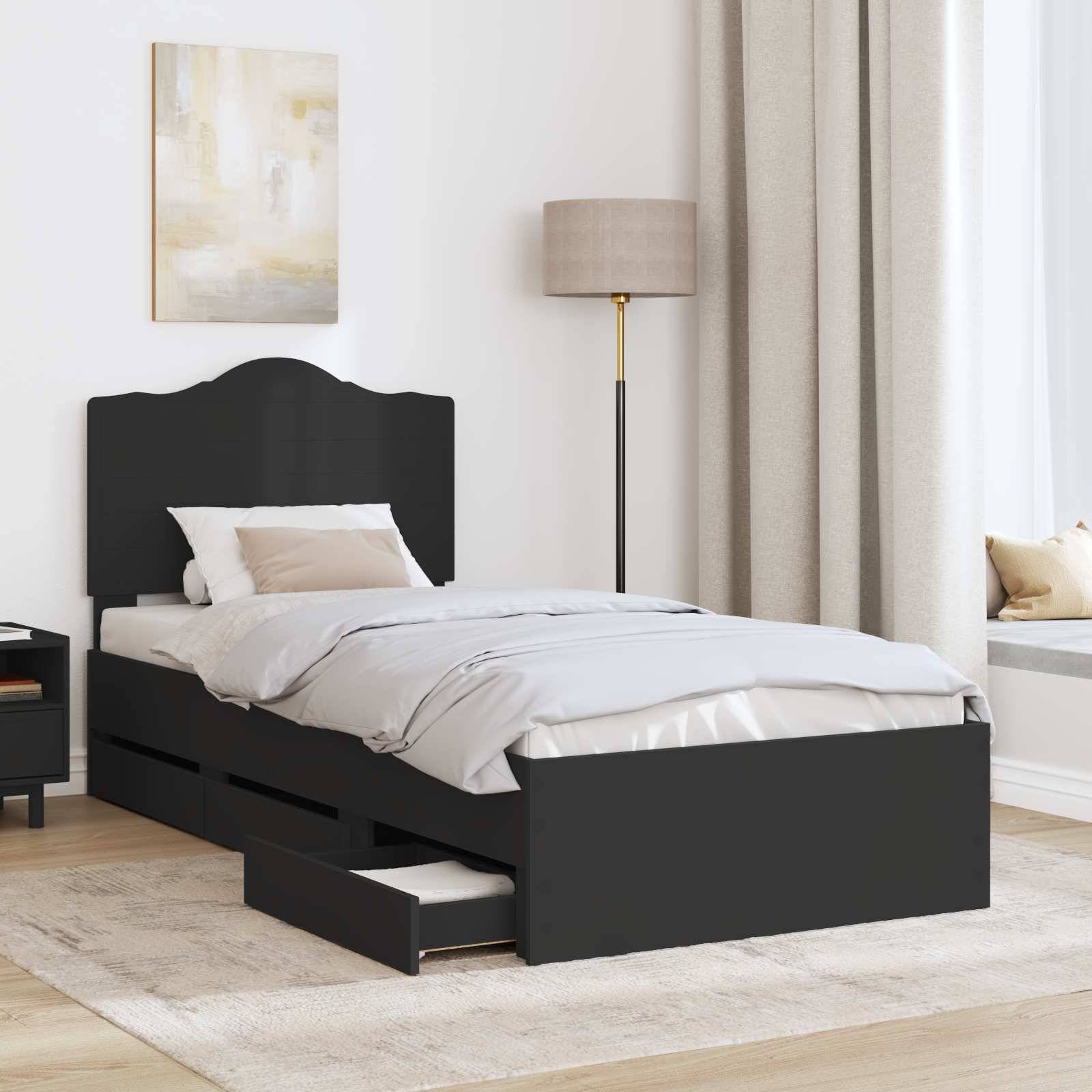vidaXL Bettrahmen mit Schubladen Schwarz 100 x 200 cm Ingenieurs Holz