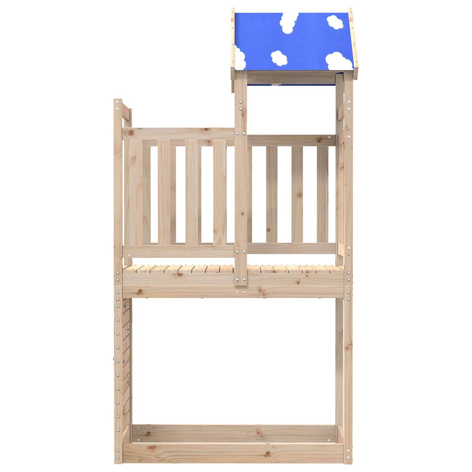 vidaXL Spielturm Braun 110,5 x 52,5 x 215 cm Massives Kiefernholz