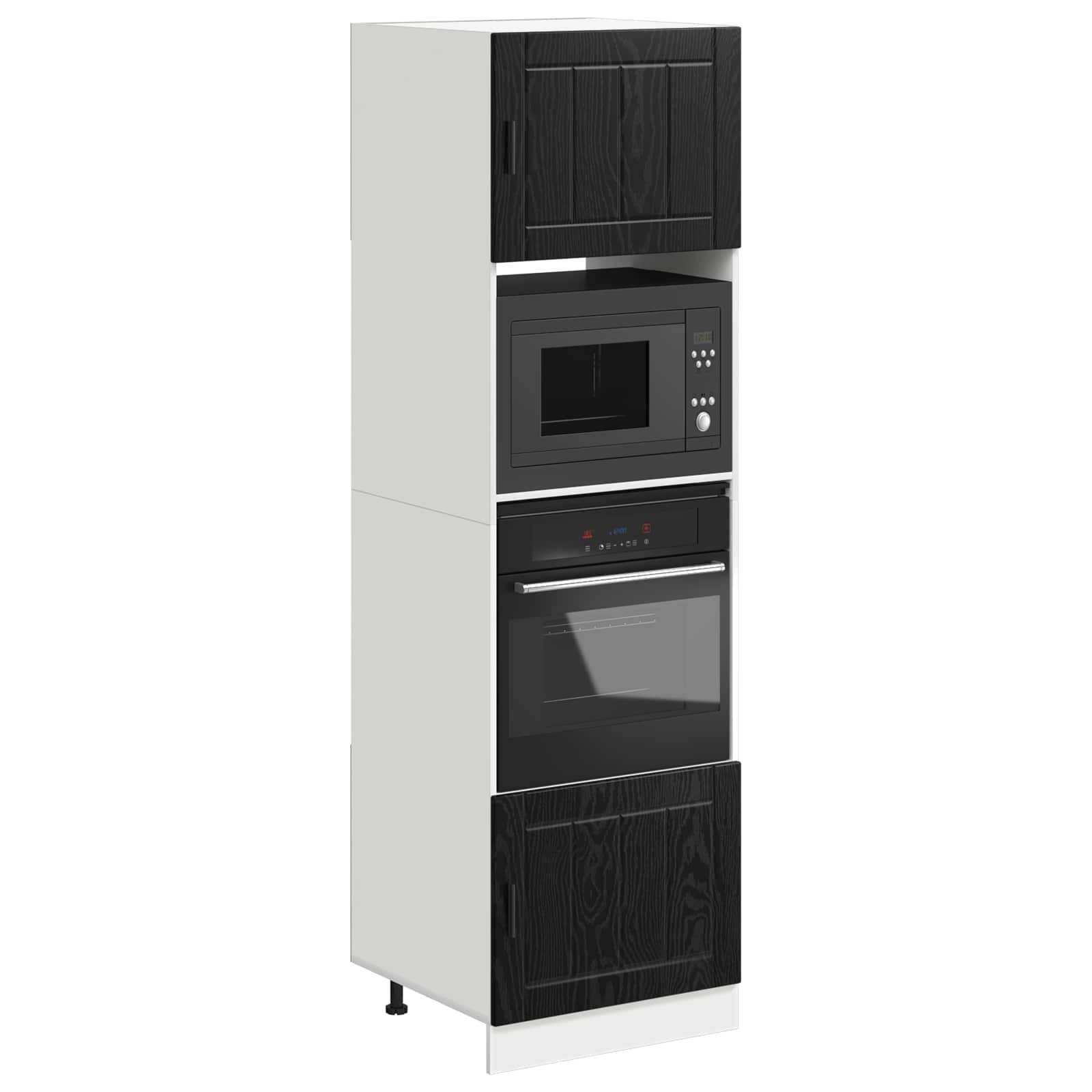 vidaXL Backofenschrank PORTO Schwarz Eichen-Optik 60 x 57 x 207 cm