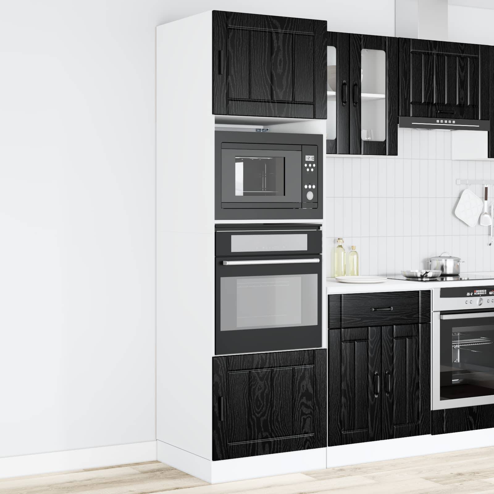 vidaXL Backofenschrank PORTO Schwarz Eichen-Optik 60 x 57 x 207 cm