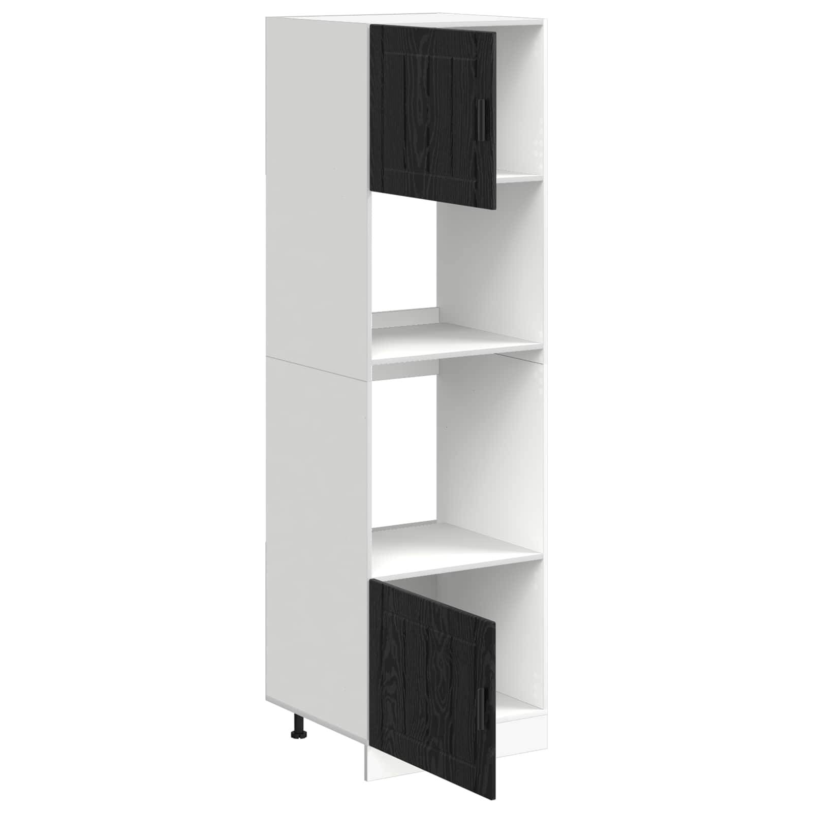 vidaXL Backofenschrank PORTO Schwarz Eichen-Optik 60 x 57 x 207 cm