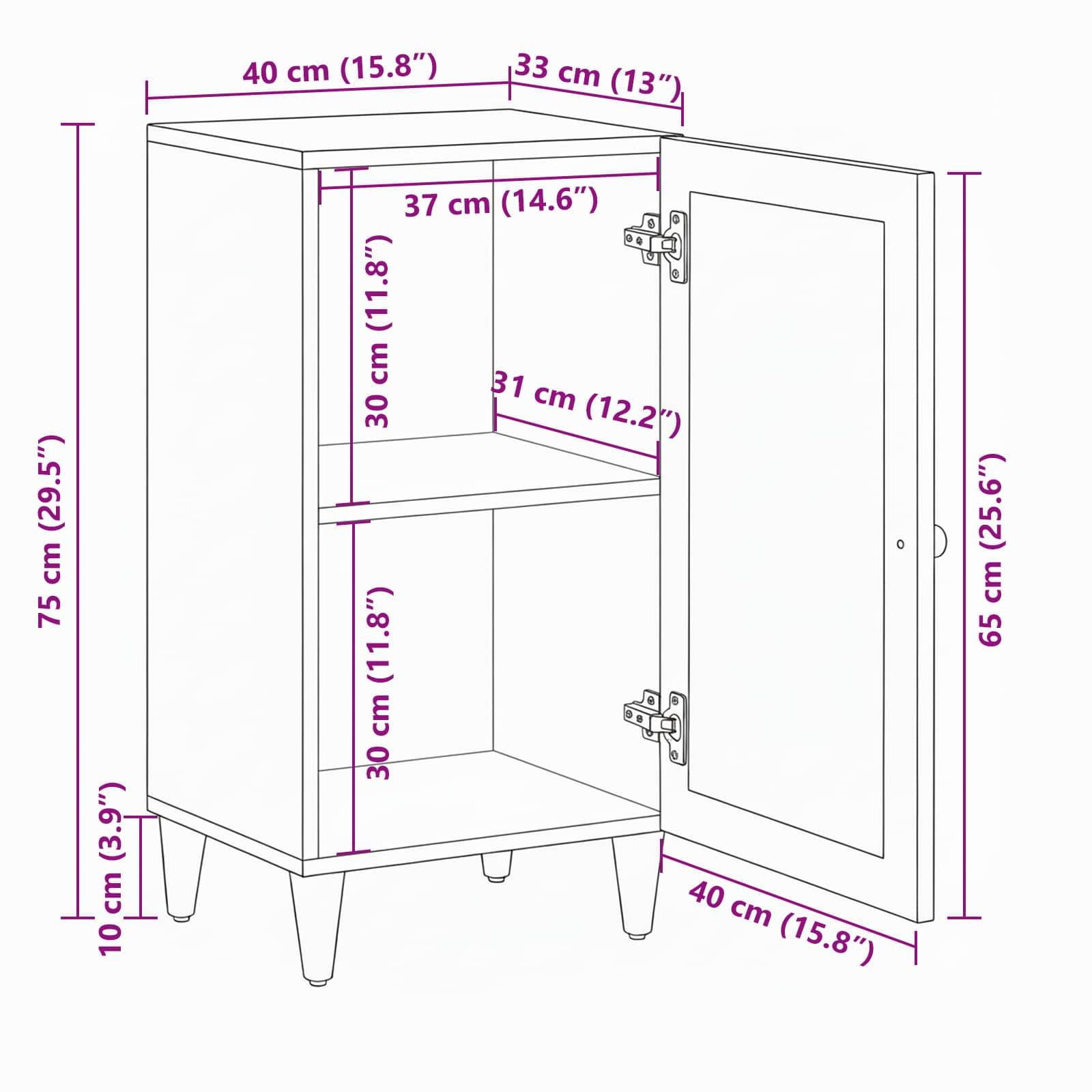 vidaXL Sideboard mit Speicher Natur 40 x 33 x 75 cm Massivholz Mango