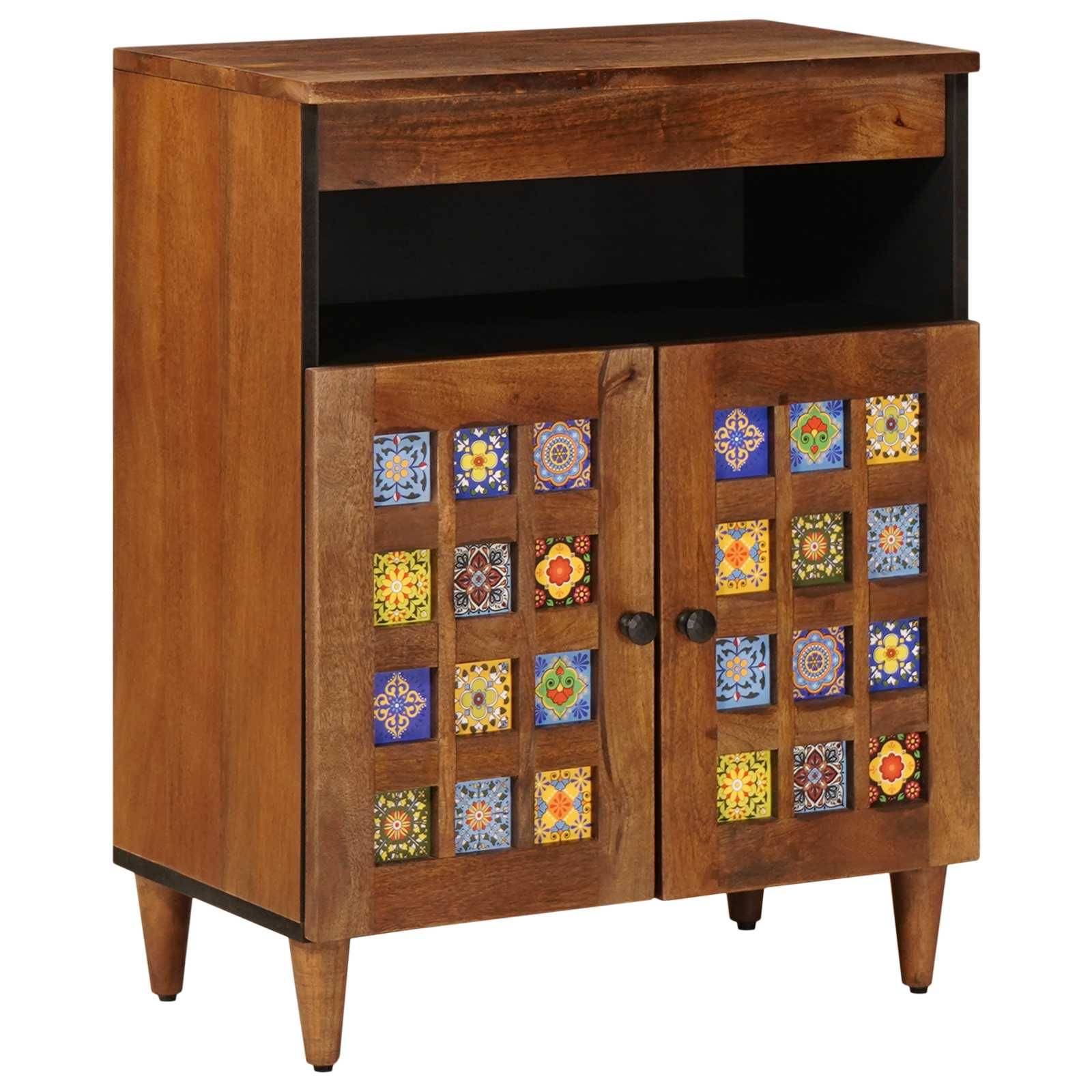 vidaXL Sideboard mit Speicher Walnuss 60 x 33 x 75 cm Massivholz Mango