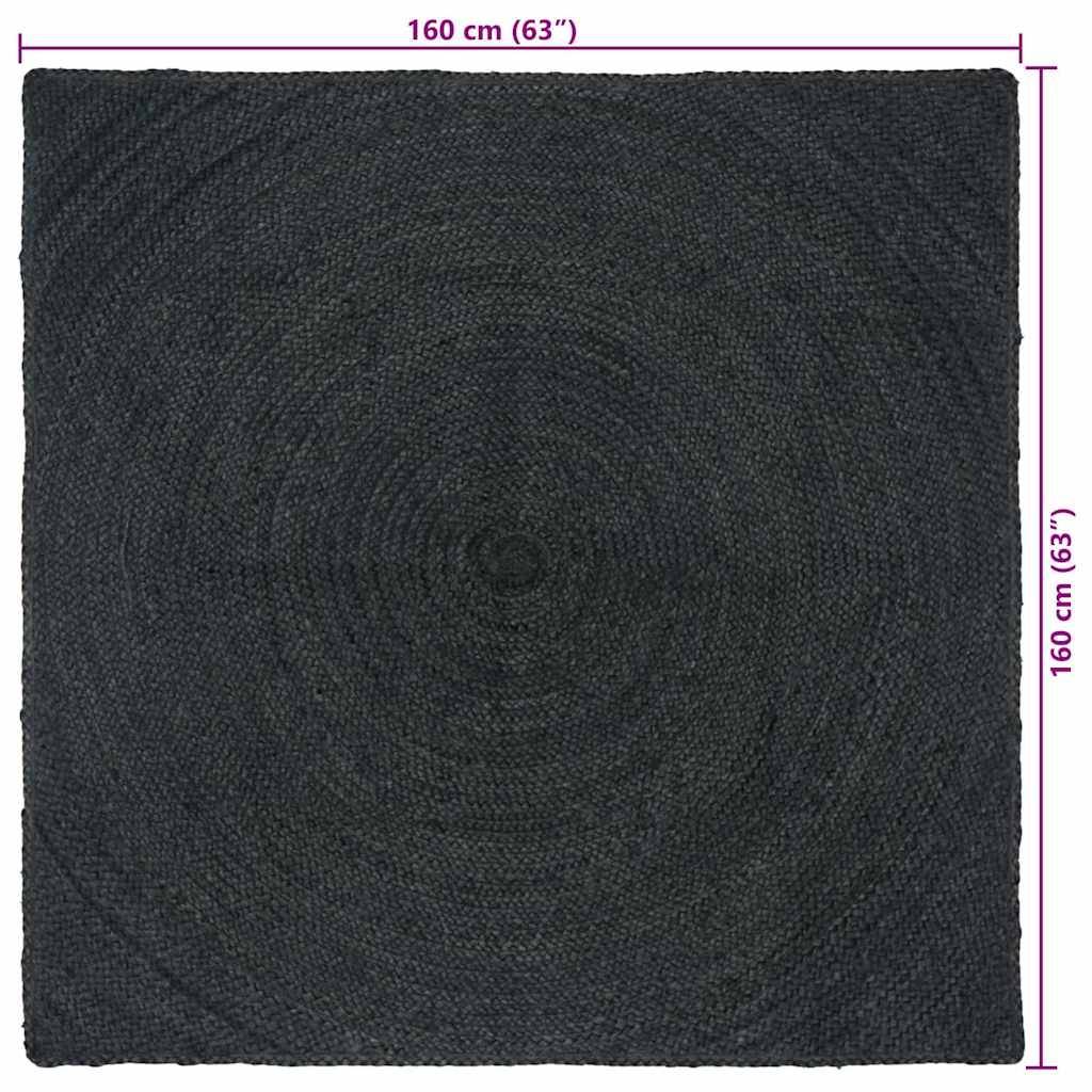 vidaXL Bereichsteppiche Quadratisch Dunkelgrau 160 x 160 cm Jute