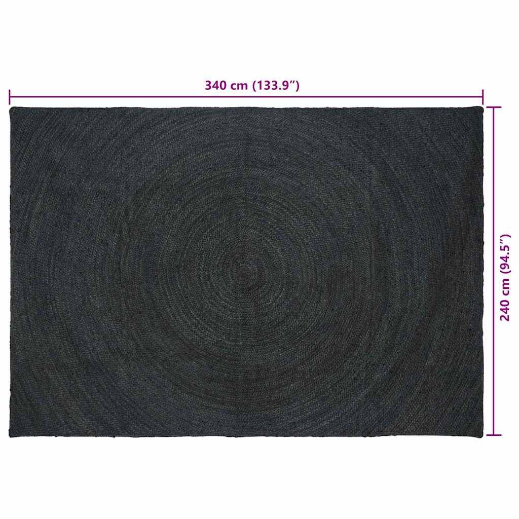 vidaXL Bereichsteppiche Rechtwinklig Dunkelgrau 240 x 340 cm Jute