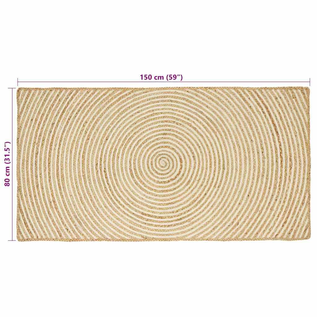 vidaXL Bereichsteppiche Weiß 80 x 150 cm Jute