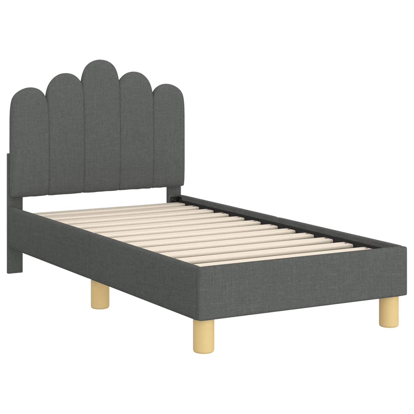 vidaXL Kinderbettgestell mit Kopfteil Dunkelgrau 70 x 140 cm Stoff