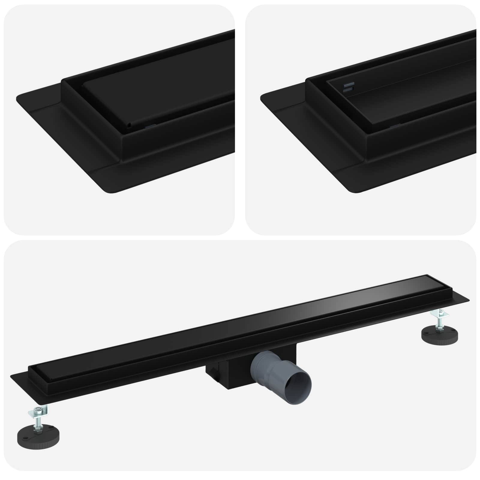 vidaXL 2 in 1 Duschabfluss Schwarz 70 cm Edelstahl 304