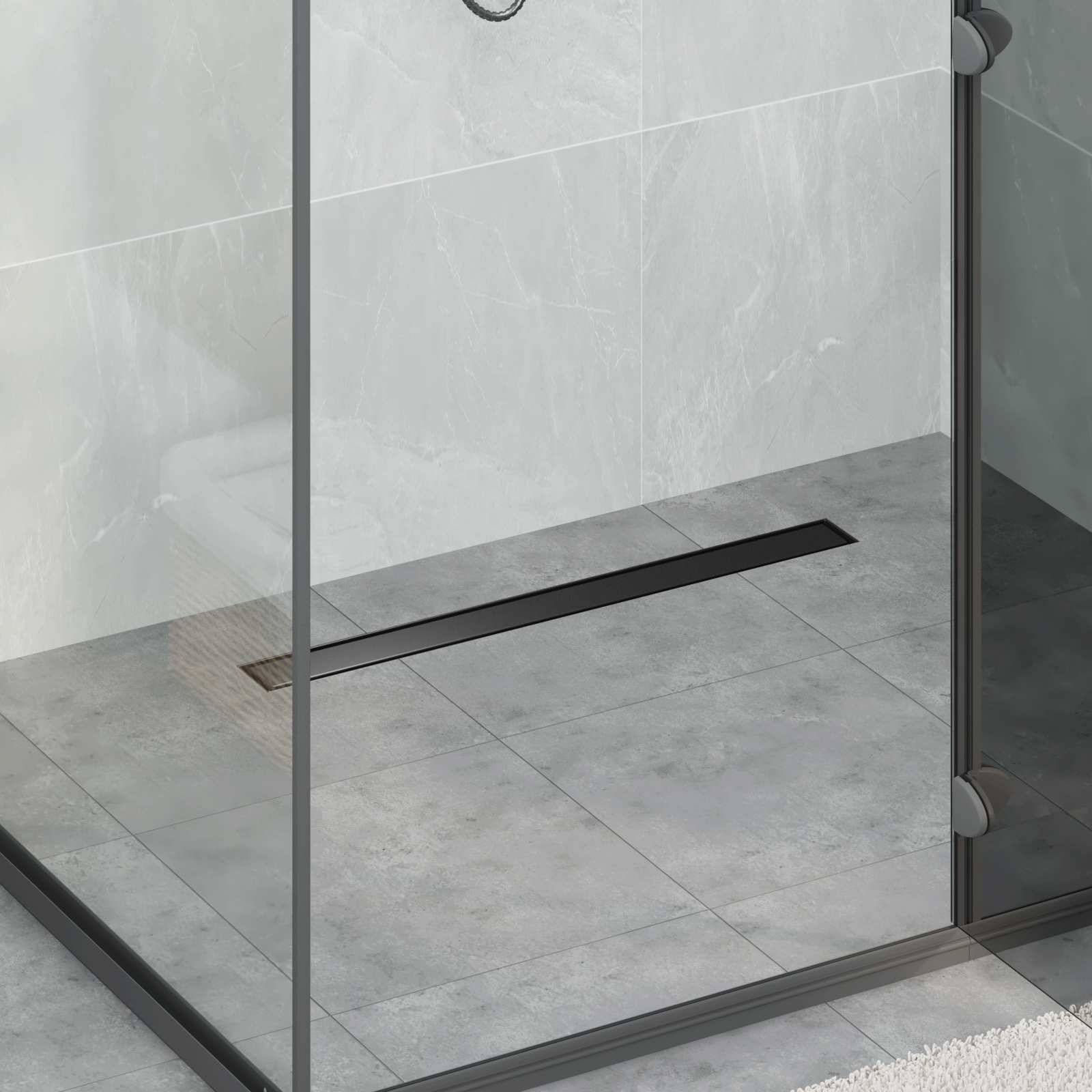 vidaXL 2 in 1 Duschabfluss Schwarz 70 cm Edelstahl 304