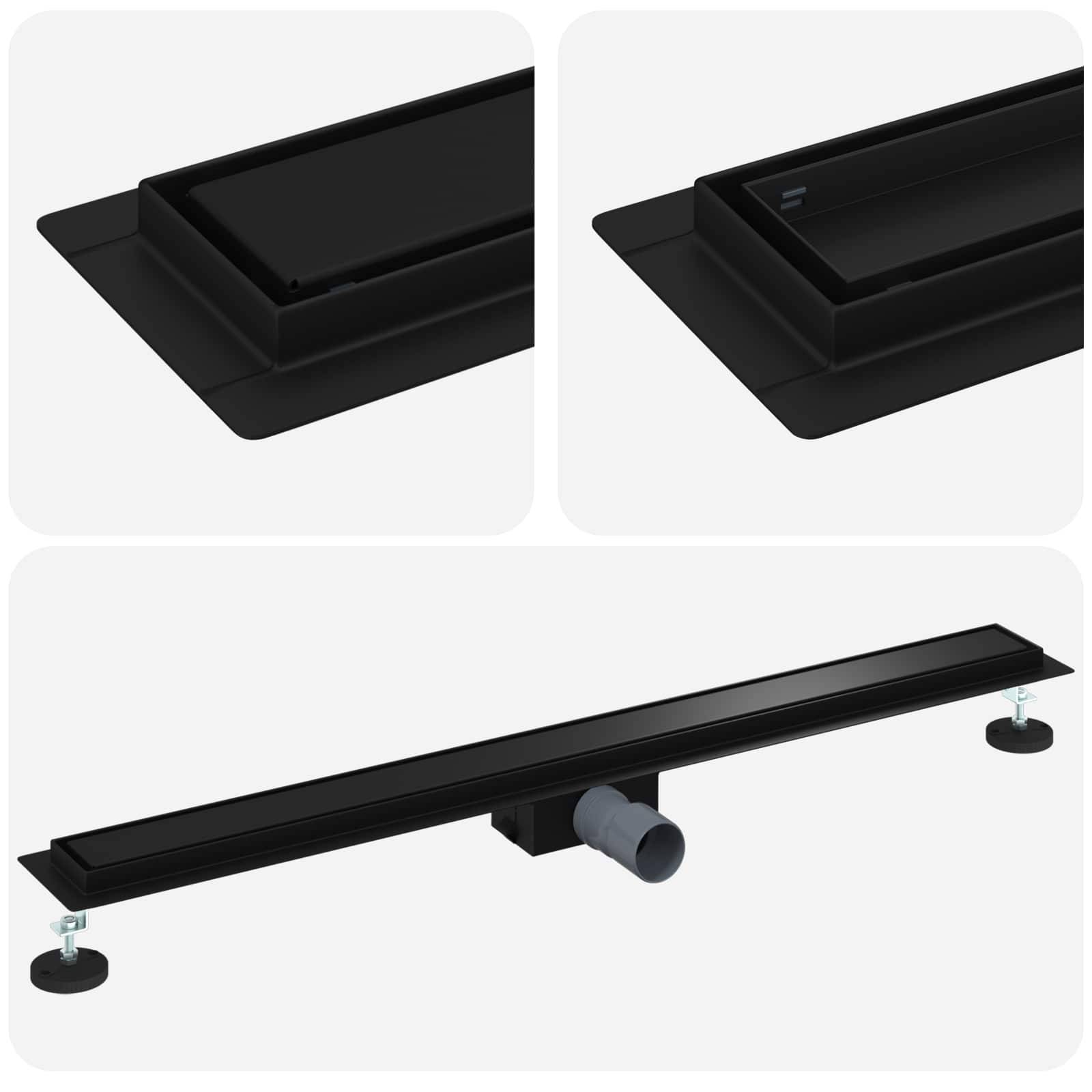 vidaXL 2 in 1 Duschabfluss Schwarz 90 cm Edelstahl 304