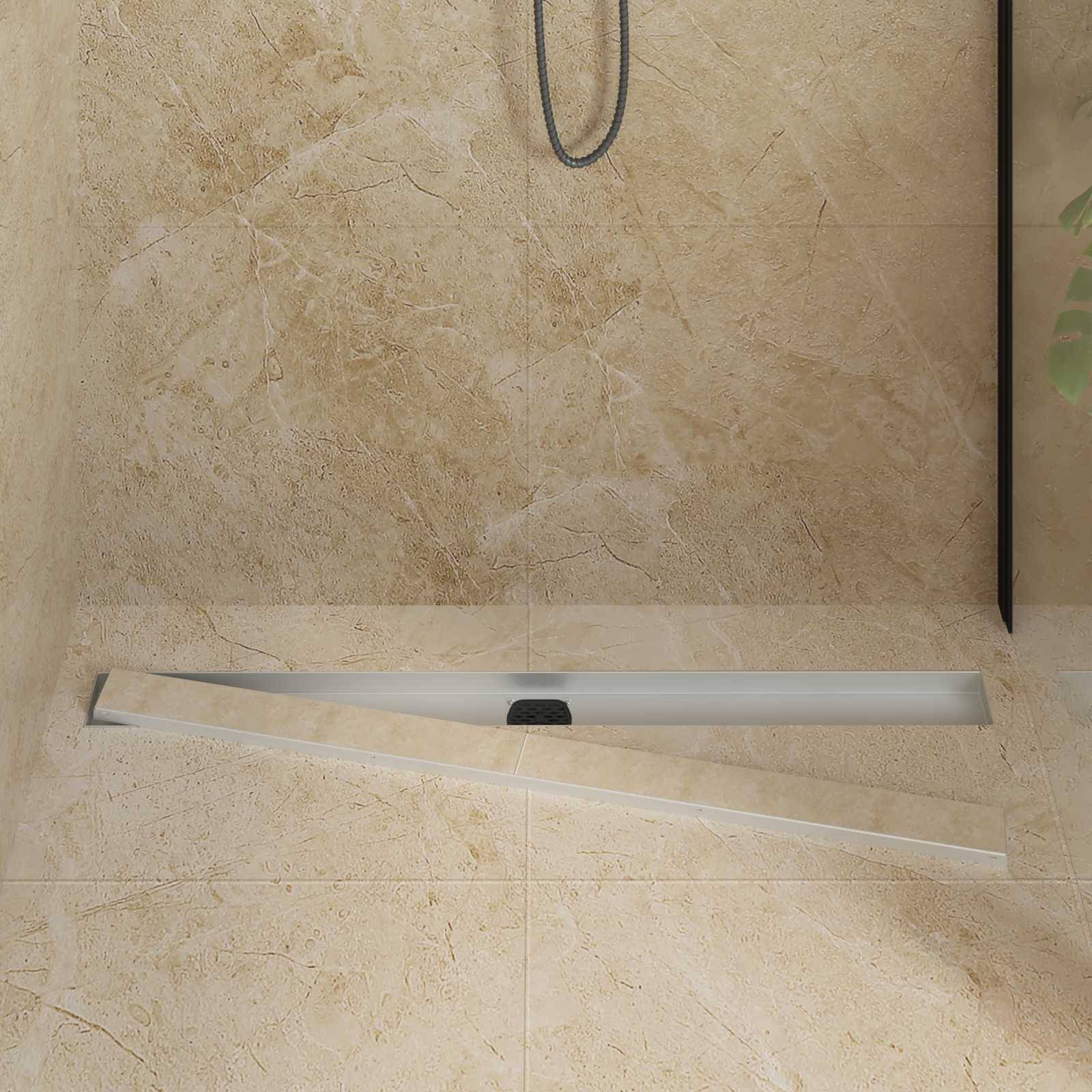 vidaXL Duschablauf 2-in-1 mit 360° Siphon Silber 100 cm Edelstahl 304