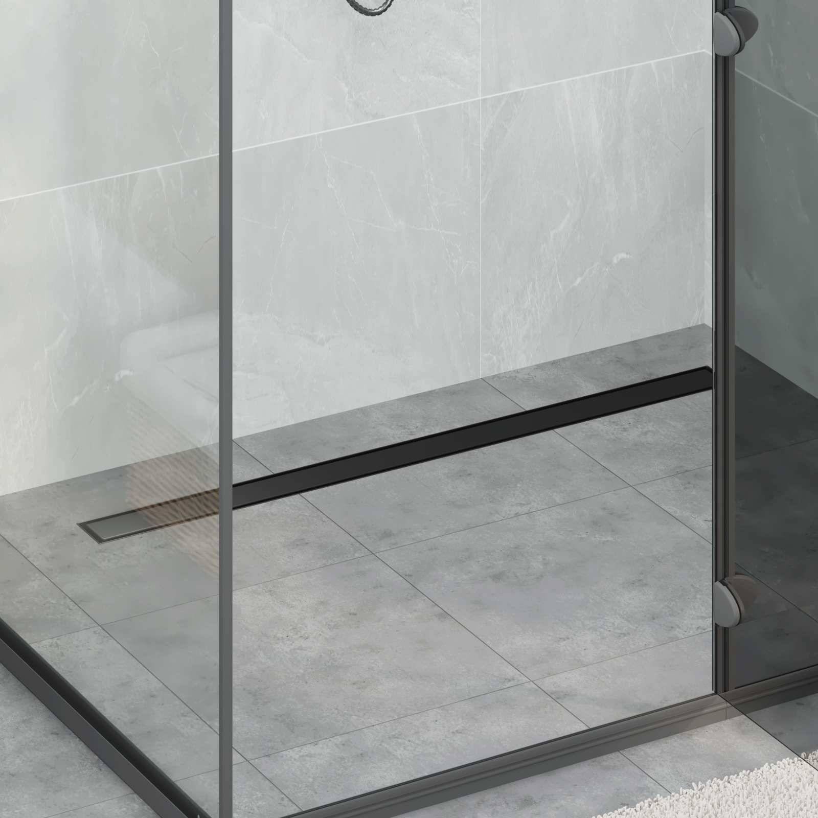 vidaXL Duschablauf 2-in-1 mit 360° Siphon Schwarz 100 cm Edelstahl 304