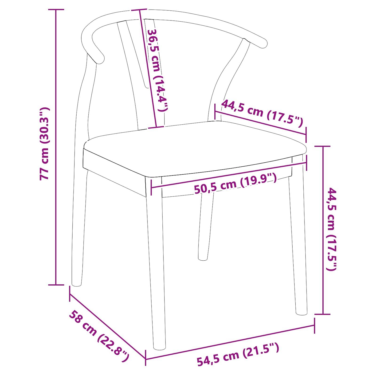 vidaXL Esszimmerstuhl 2 pcs Hellbraun und hell Massives Gummiholz