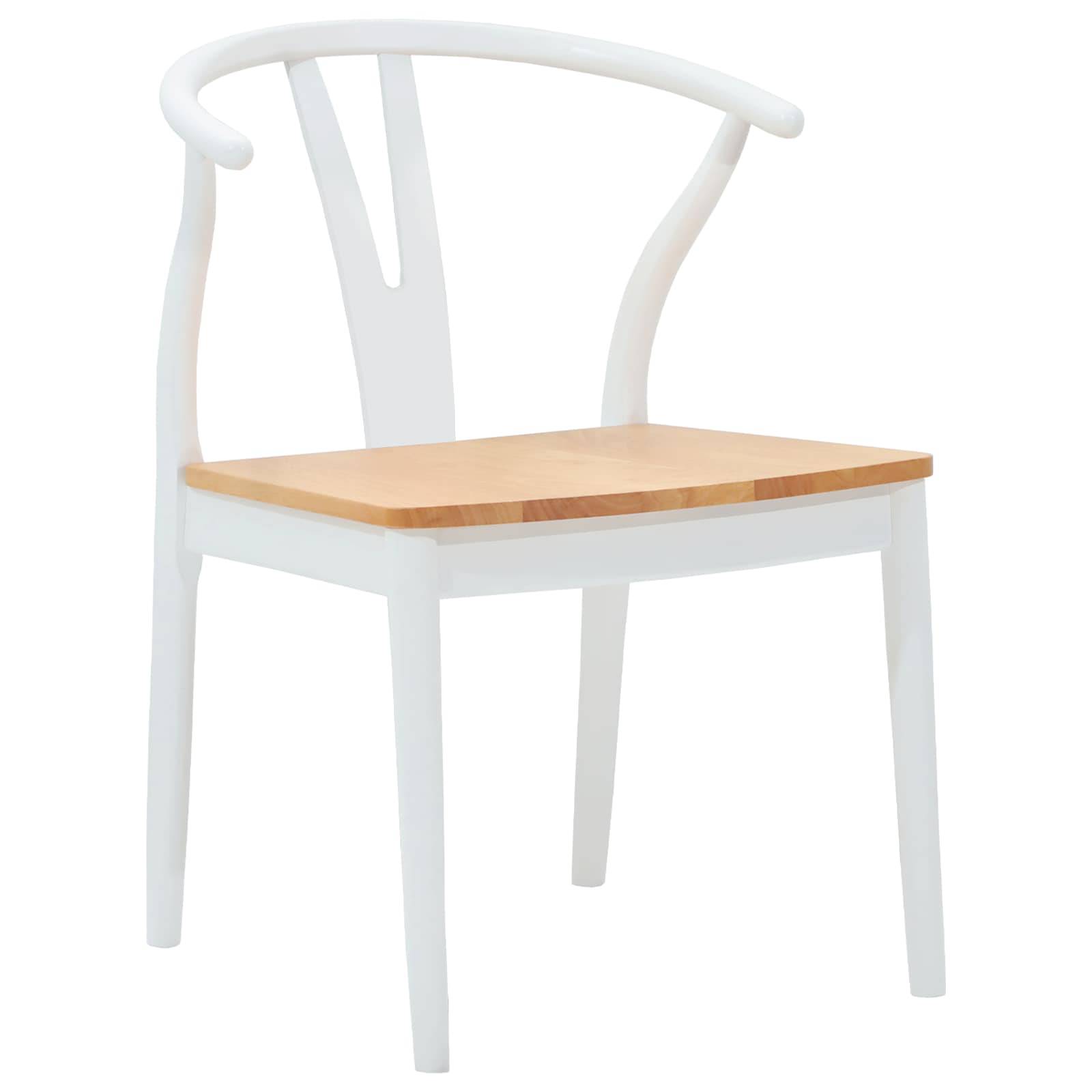vidaXL Esszimmerstuhl 2 pcs Weiß und Natur Massives Gummiholz