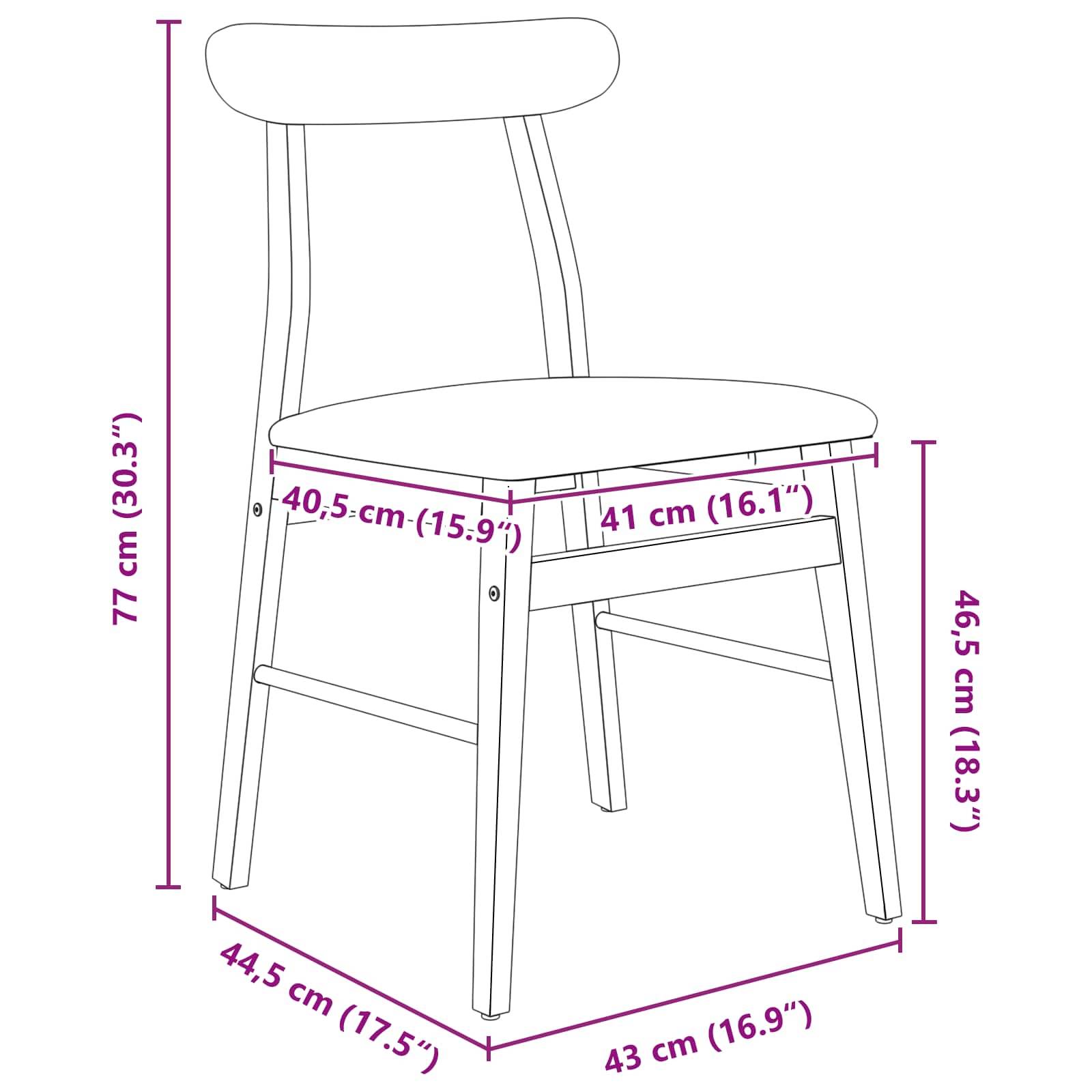 vidaXL Esszimmerstuhl 2 pcs Dunkelbraun und Schwarz Massives Gummiholz