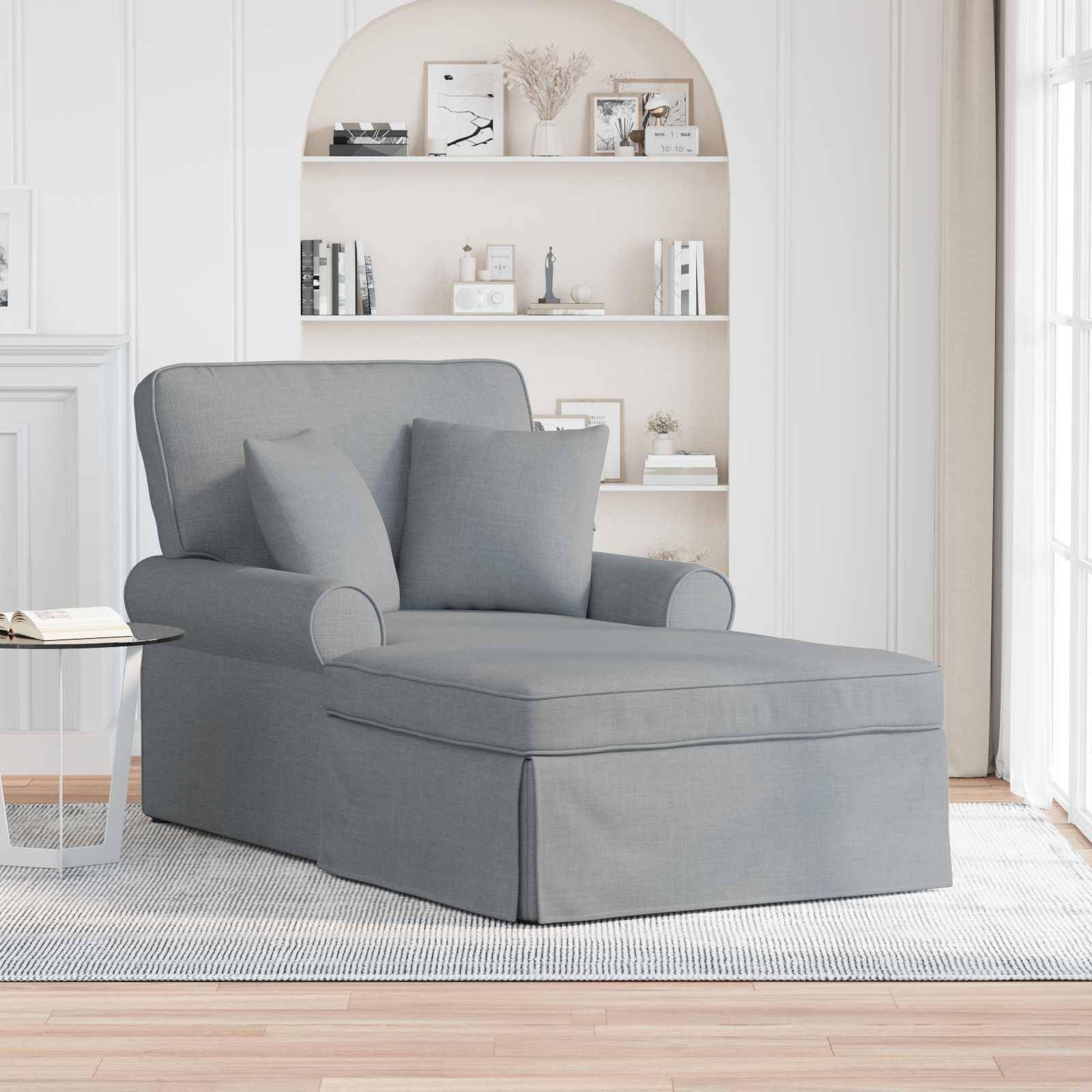vidaXL Chaise Lounge mit Rock mit Kissen 3 pcs Hellgrau Stoff