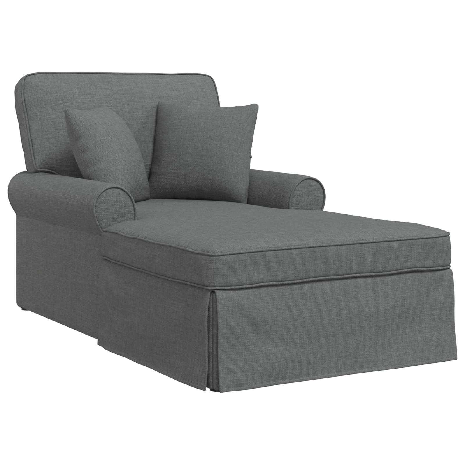 vidaXL Chaise Lounge mit Rock mit Kissen 3 pcs Dunkelgrau Stoff