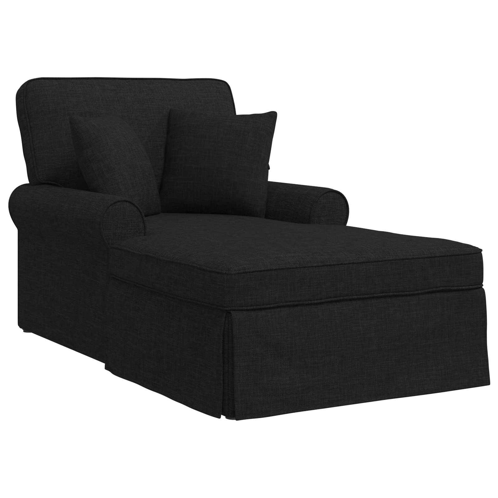 vidaXL Chaise Lounge mit Rock mit Kissen 3 pcs Schwarz Stoff