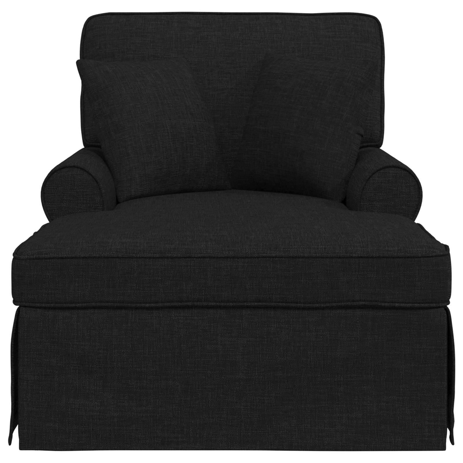 vidaXL Chaise Lounge mit Rock mit Kissen 3 pcs Schwarz Stoff