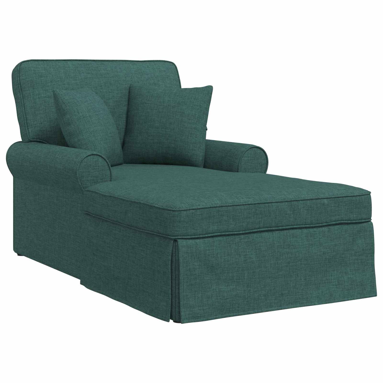 vidaXL Chaise Lounge mit Rock mit Kissen 3 pcs Dunkelgrün Stoff