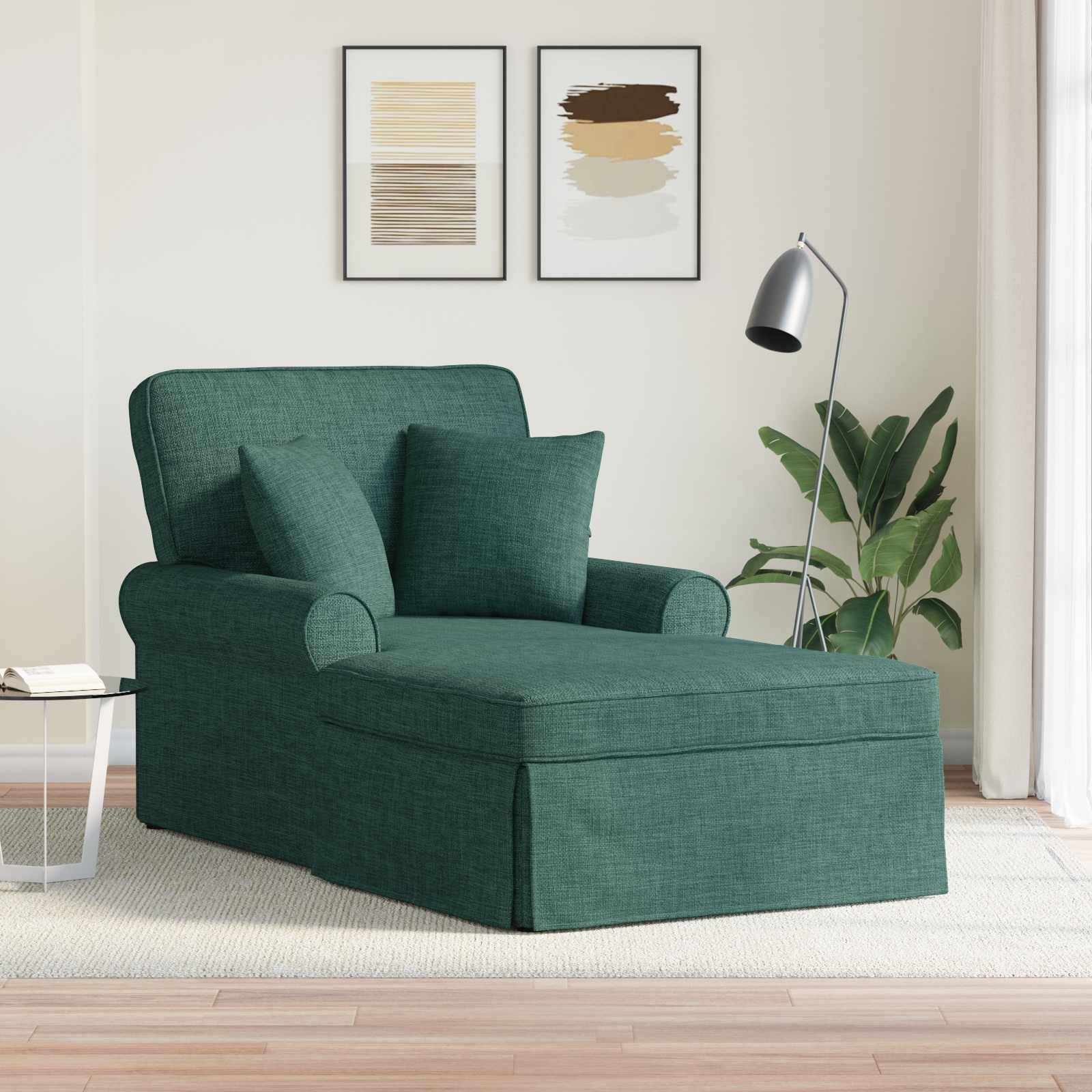 vidaXL Chaise Lounge mit Rock mit Kissen 3 pcs Dunkelgrün Stoff