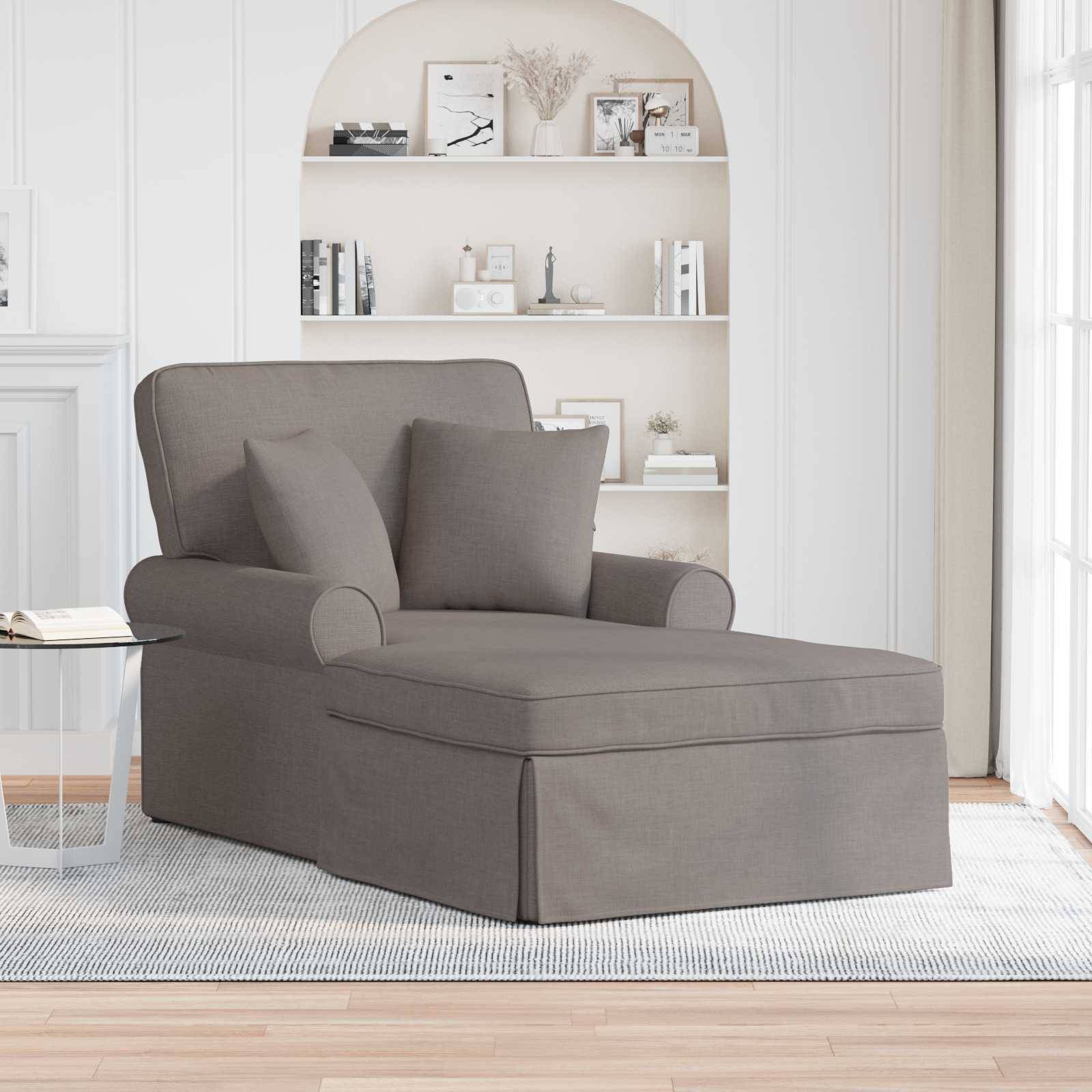 vidaXL Chaise Lounge mit Rock mit Kissen mit Kissen 3 pcs Taupe Stoff