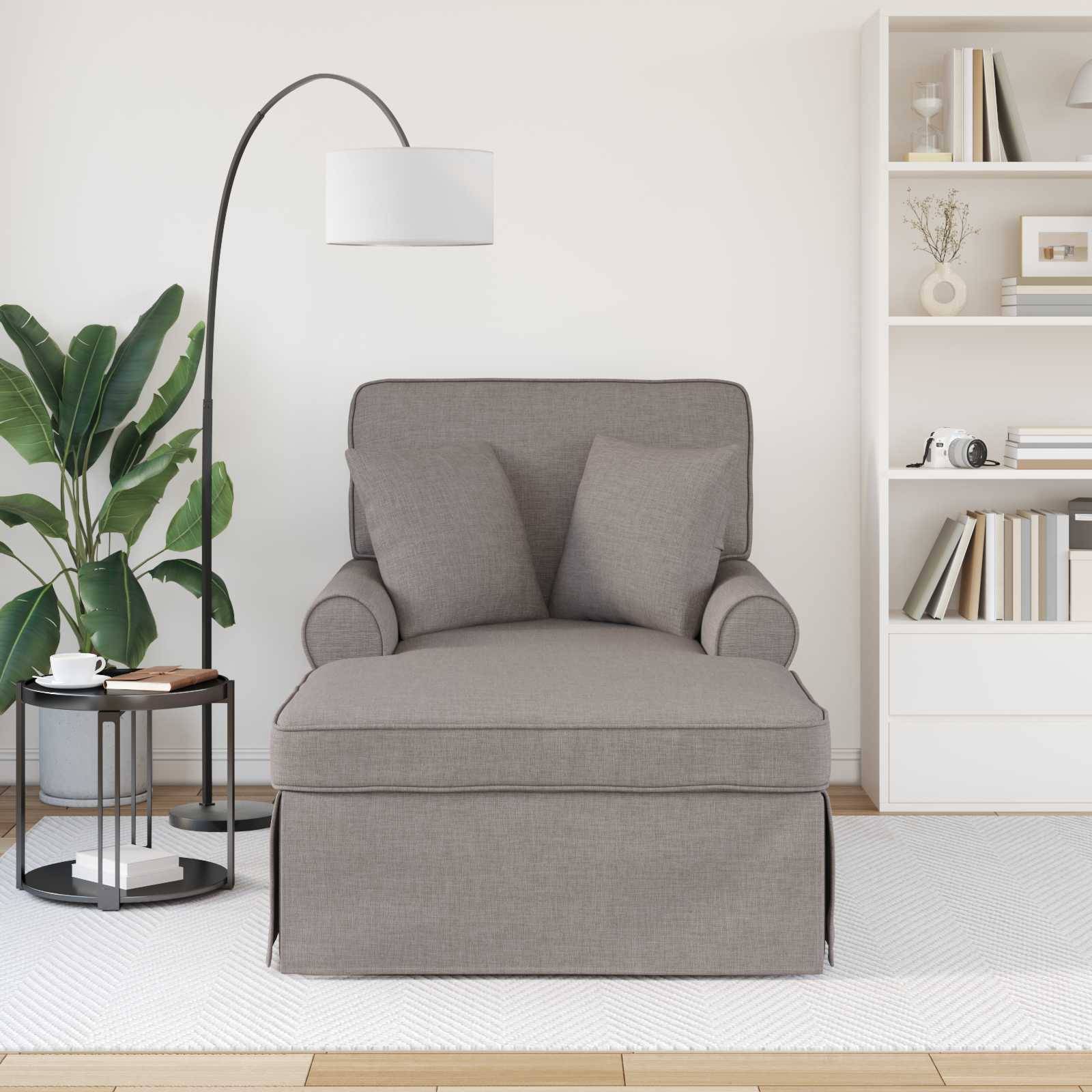 vidaXL Chaise Lounge mit Rock mit Kissen mit Kissen 3 pcs Taupe Stoff