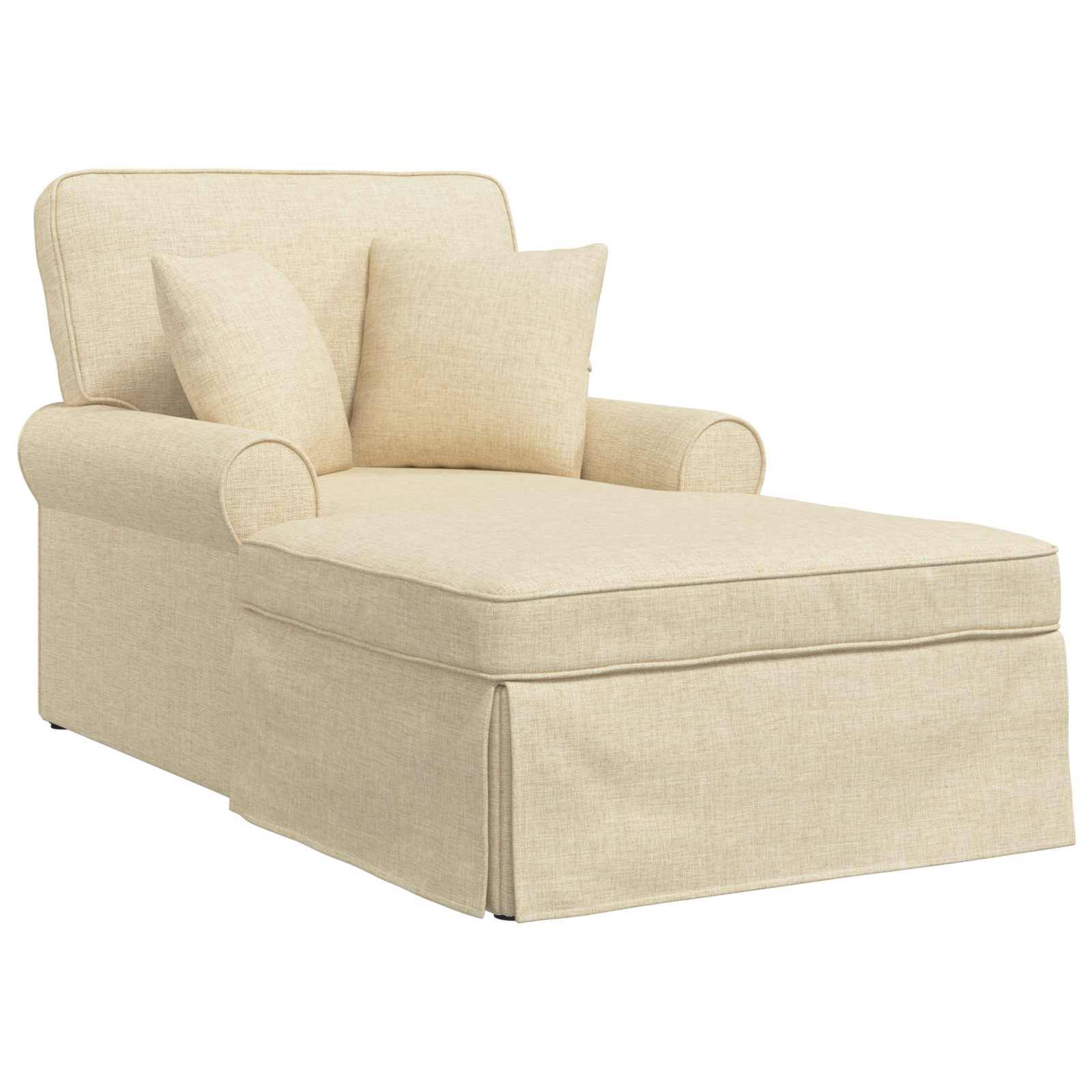 vidaXL Chaise Lounge mit Rock mit Kissen mit Kissen 3 pcs Creme Stoff