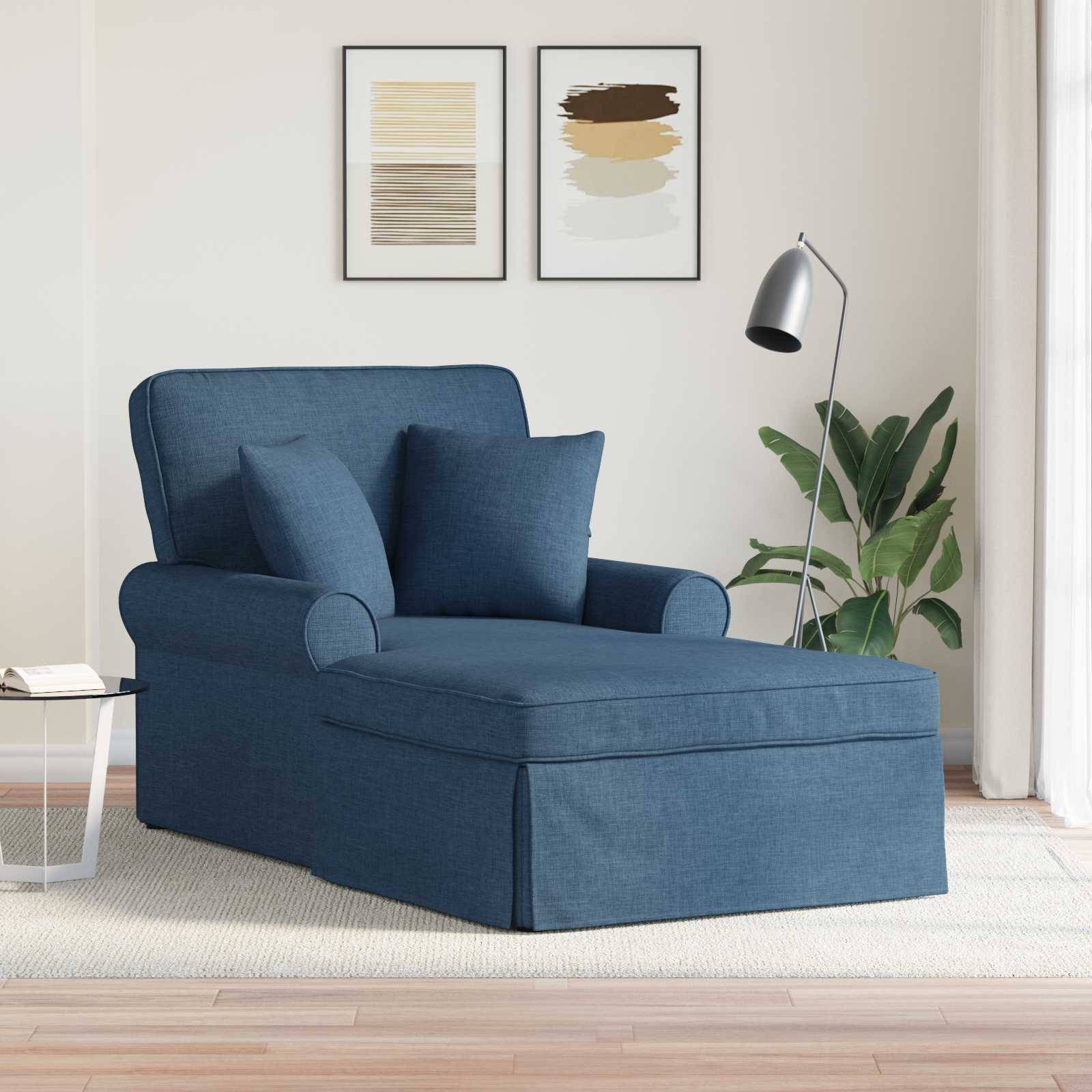 vidaXL Chaise Lounge mit Rock mit Kissen mit Kissen 3 pcs Blau Stoff