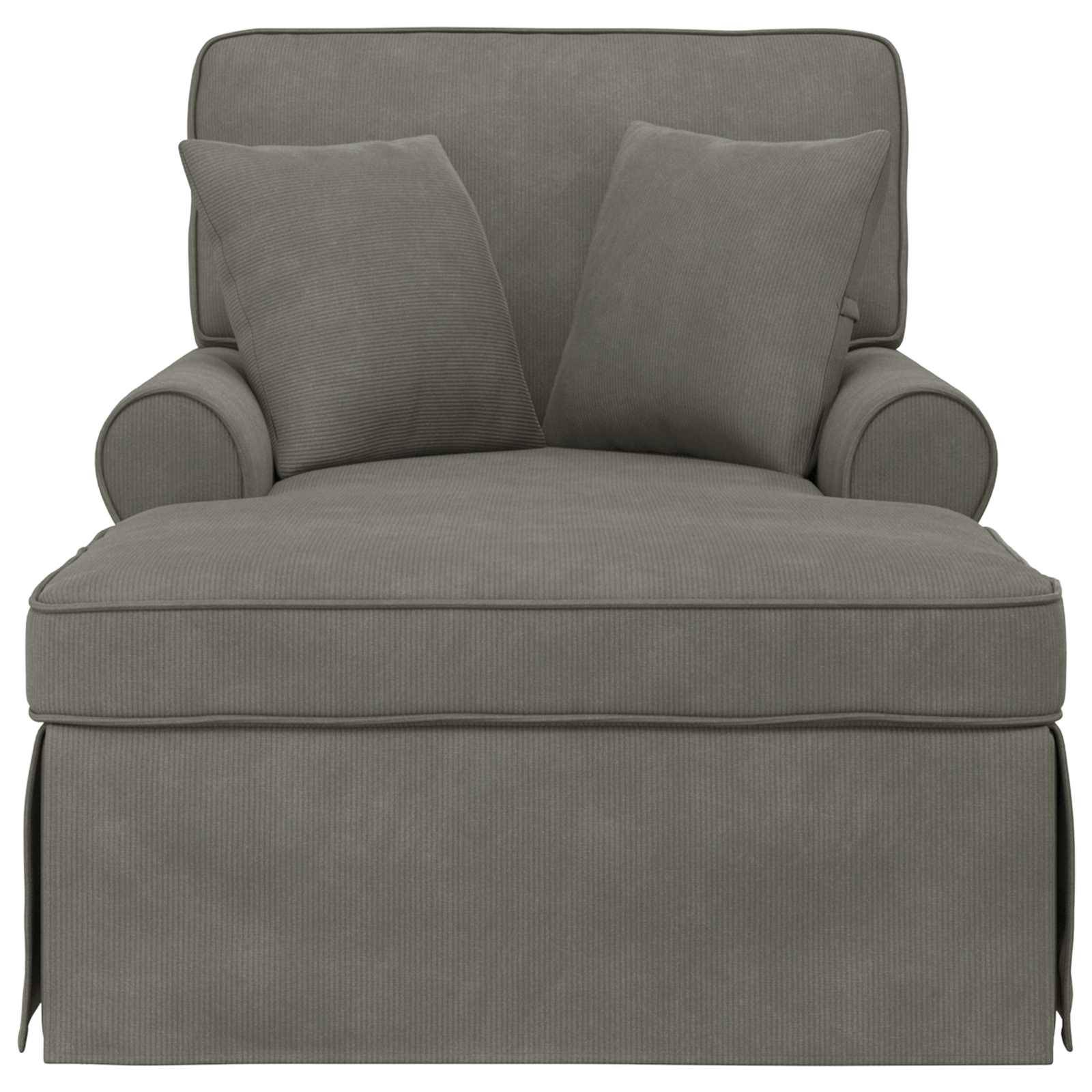 vidaXL Chaise Lounge mit Rock mit Kissen 3 pcs Hellgrau Cordstoff