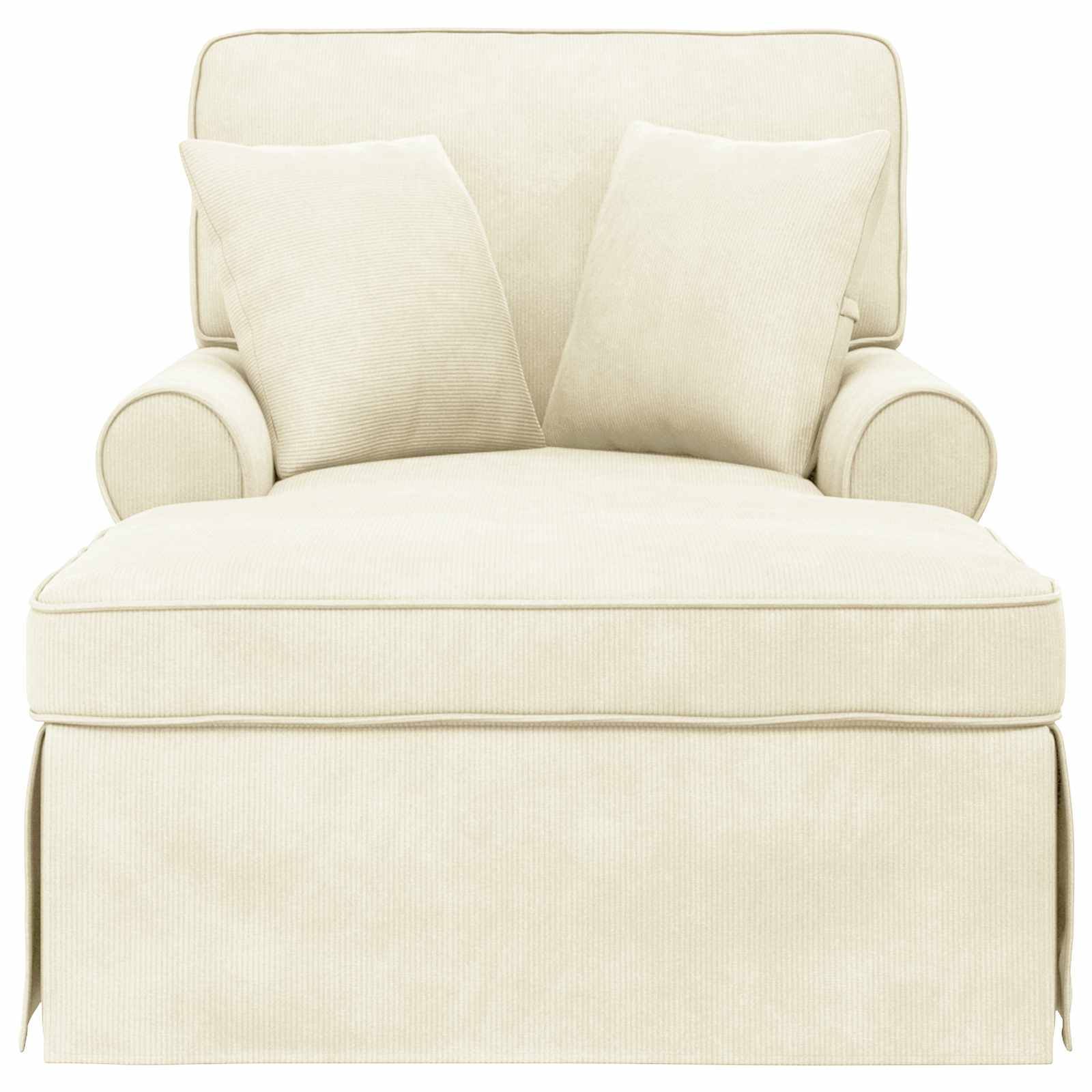 vidaXL Chaise Lounge mit Rock mit Kissen 3 pcs Creme Cordstoff