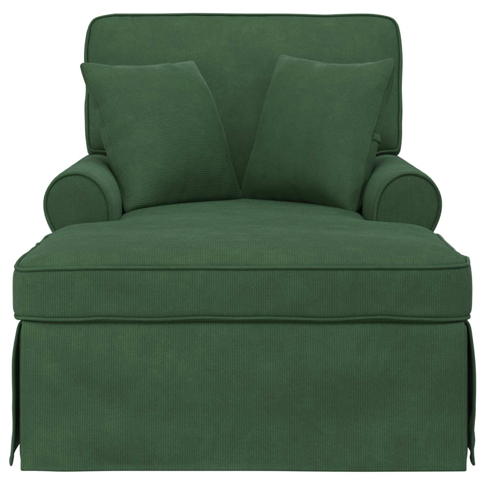 vidaXL Chaise Lounge mit Rock mit Kissen 3 pcs Dschungelgrün Cordstoff