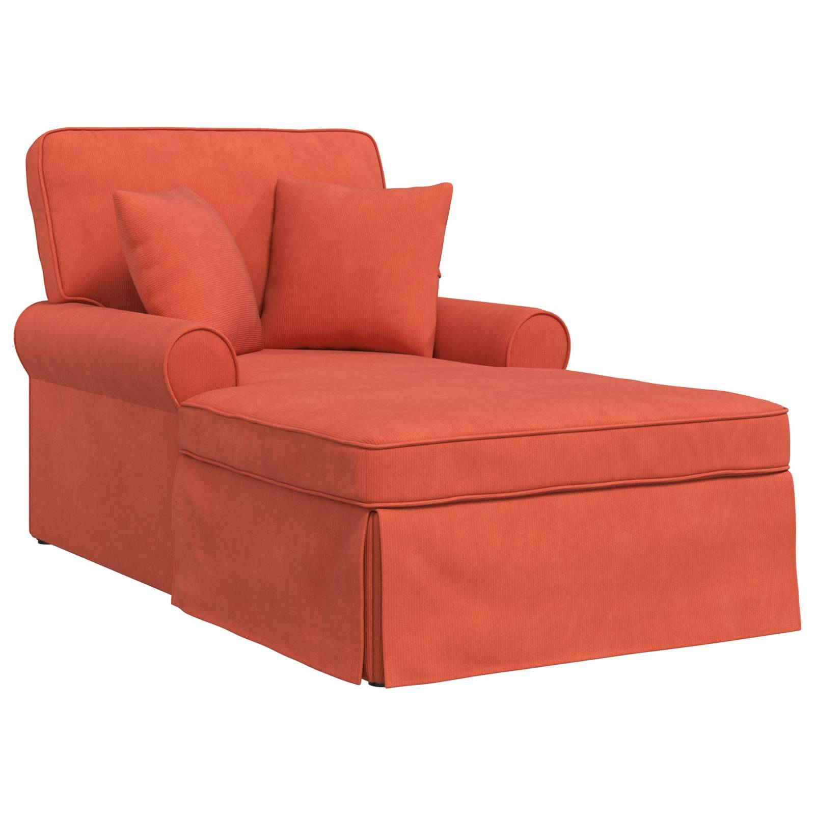 vidaXL Chaise Lounge mit Rock mit Kissen 3 pcs Rot-Orange Cordstoff