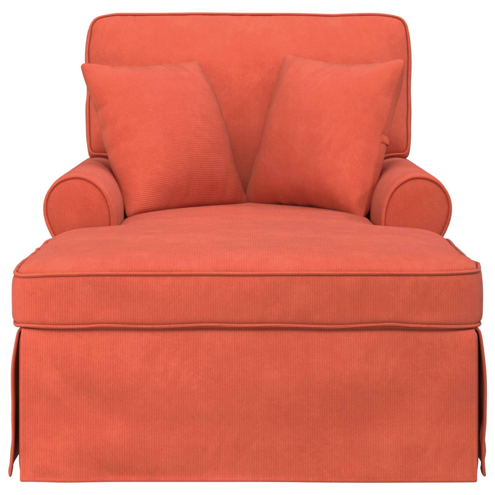 vidaXL Chaise Lounge mit Rock mit Kissen 3 pcs Rot-Orange Cordstoff