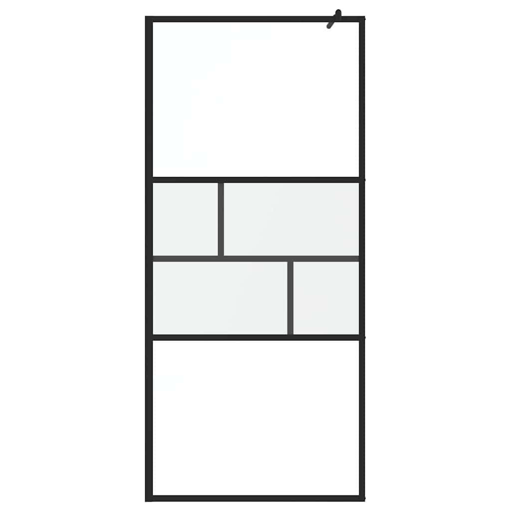 vidaXL Walk-in Duschwand Schwarz 90 x 195 x 0,5 cm Glas und Aluminium