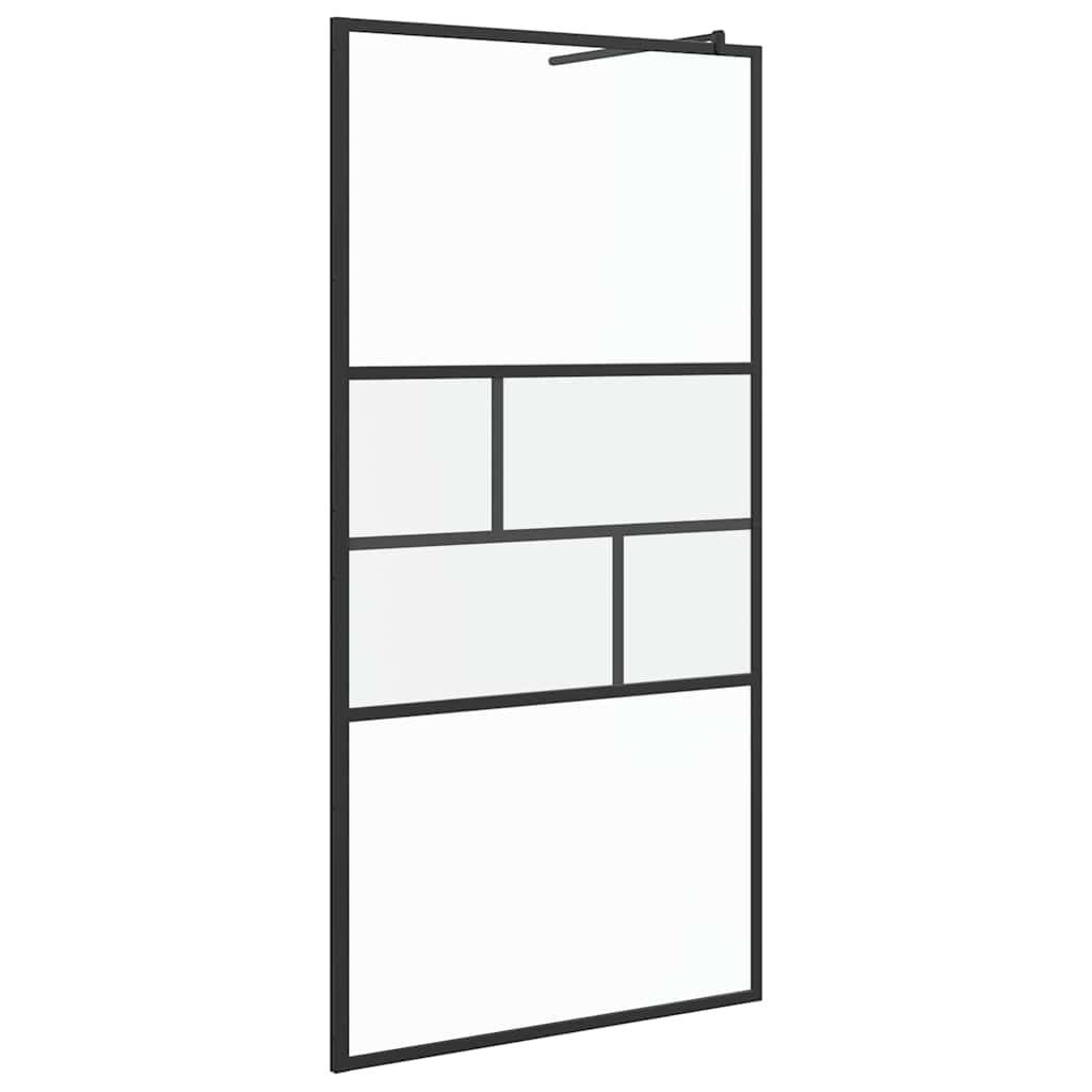 vidaXL Walk-in Duschwand Schwarz 100 x 195 x 0,5 cm Glas und Aluminium