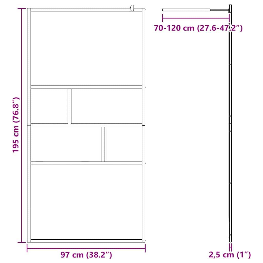 vidaXL Walk-in Duschwand Schwarz 100 x 195 x 0,5 cm Glas und Aluminium