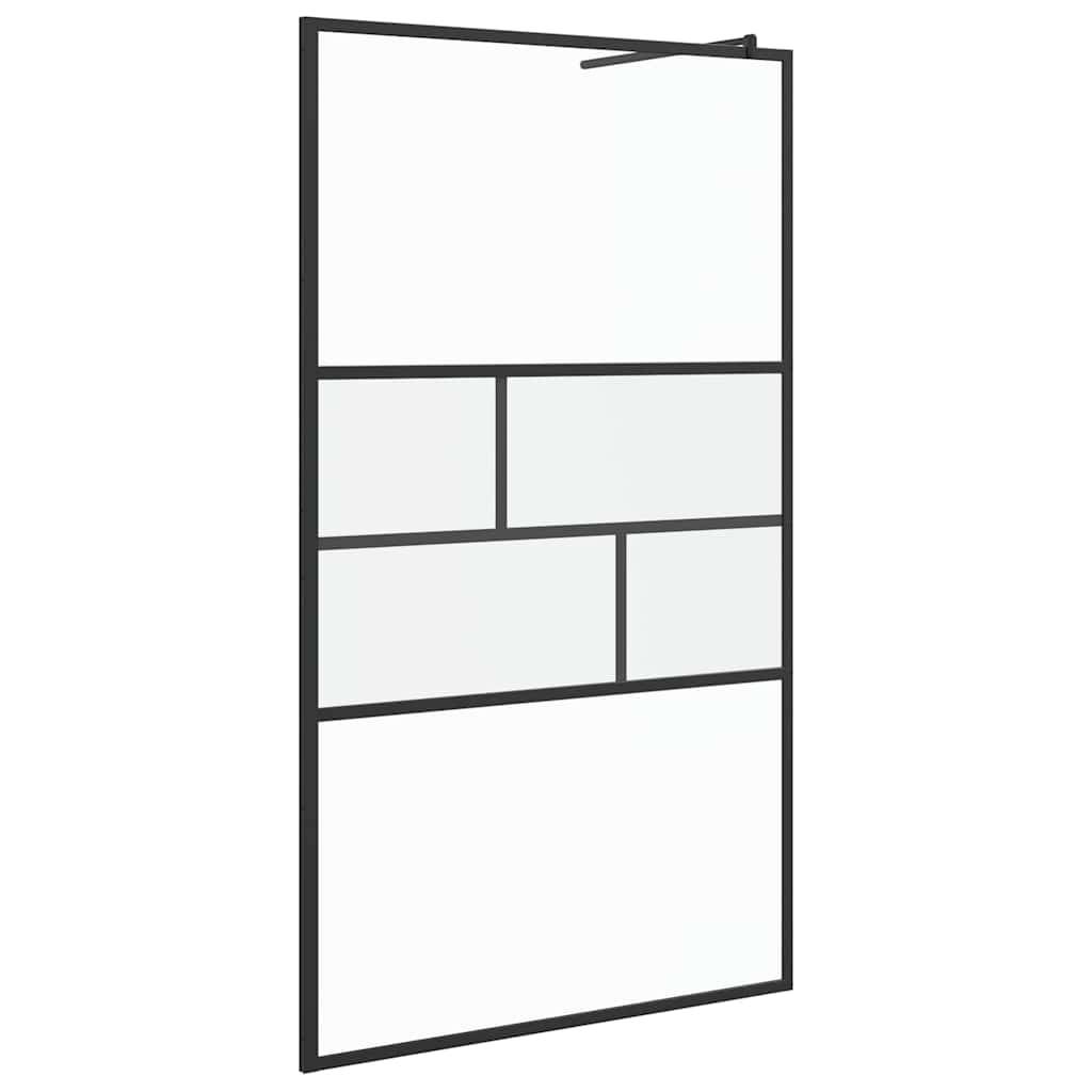 vidaXL Walk-in Duschwand Schwarz 115 x 195 x 0,5 cm Glas und Aluminium