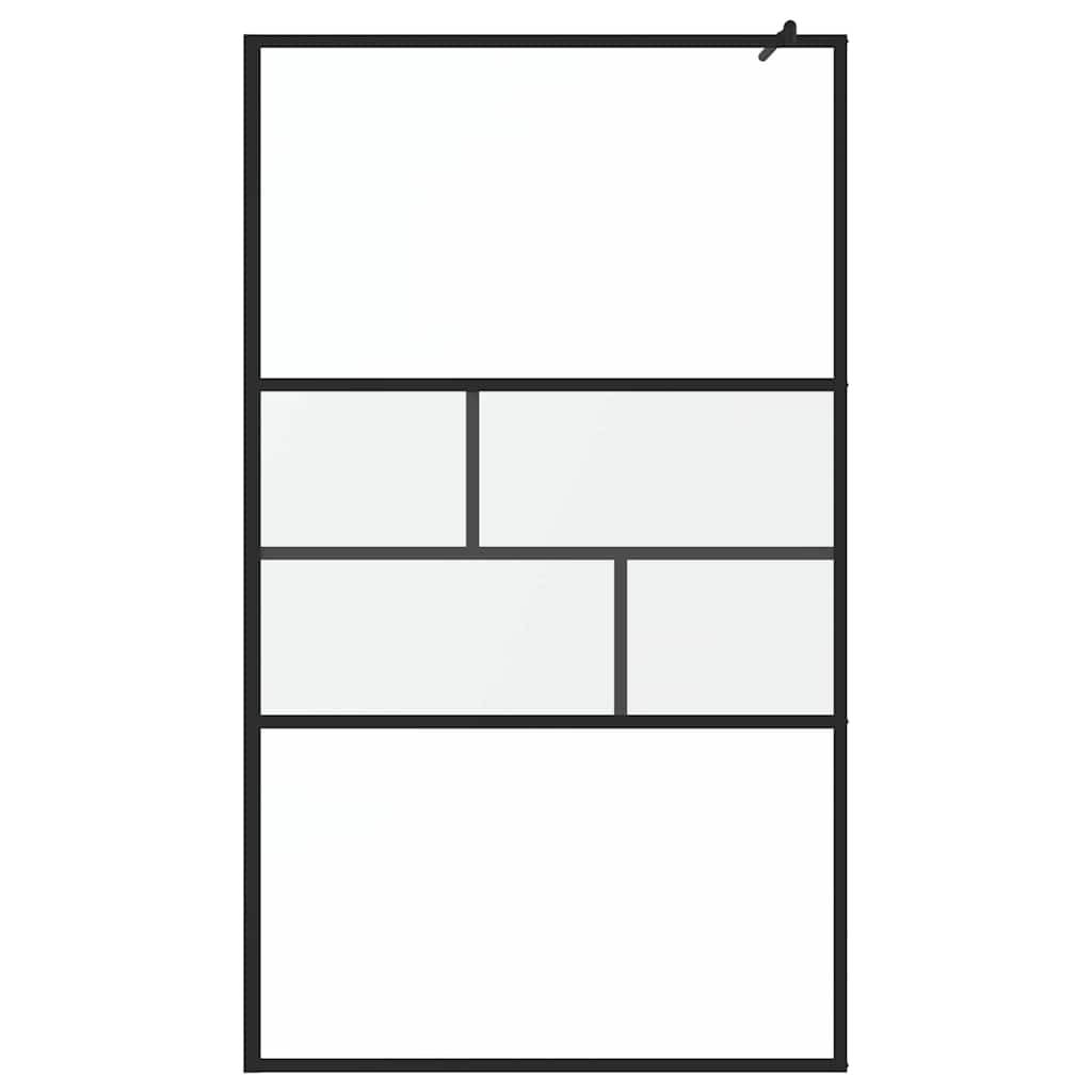 vidaXL Walk-in Duschwand Schwarz 115 x 195 x 0,5 cm Glas und Aluminium