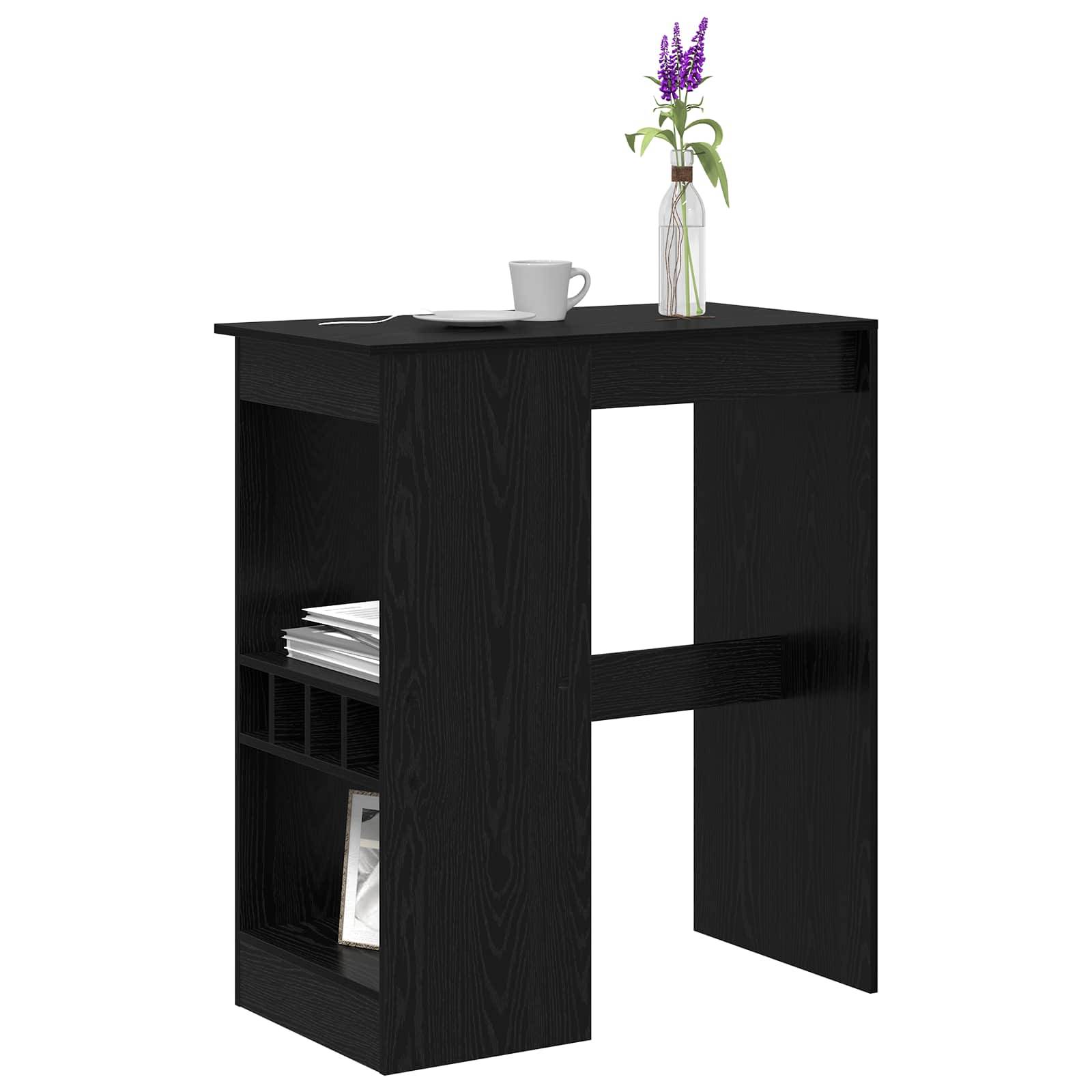 vidaXL Bartisch mit Regal Schwarz Eichen-Optik 90 x 47,5 x 103,5 cm