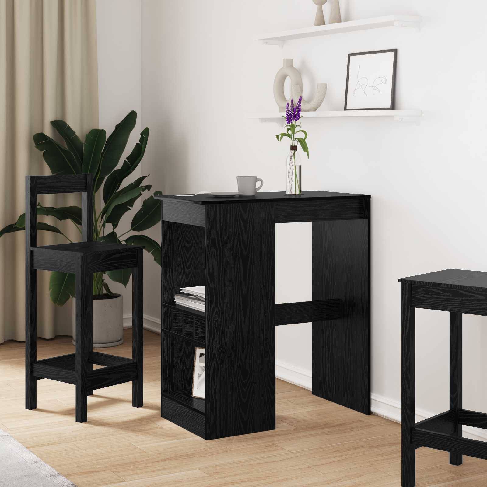 vidaXL Bartisch mit Regal Schwarz Eichen-Optik 90 x 47,5 x 103,5 cm