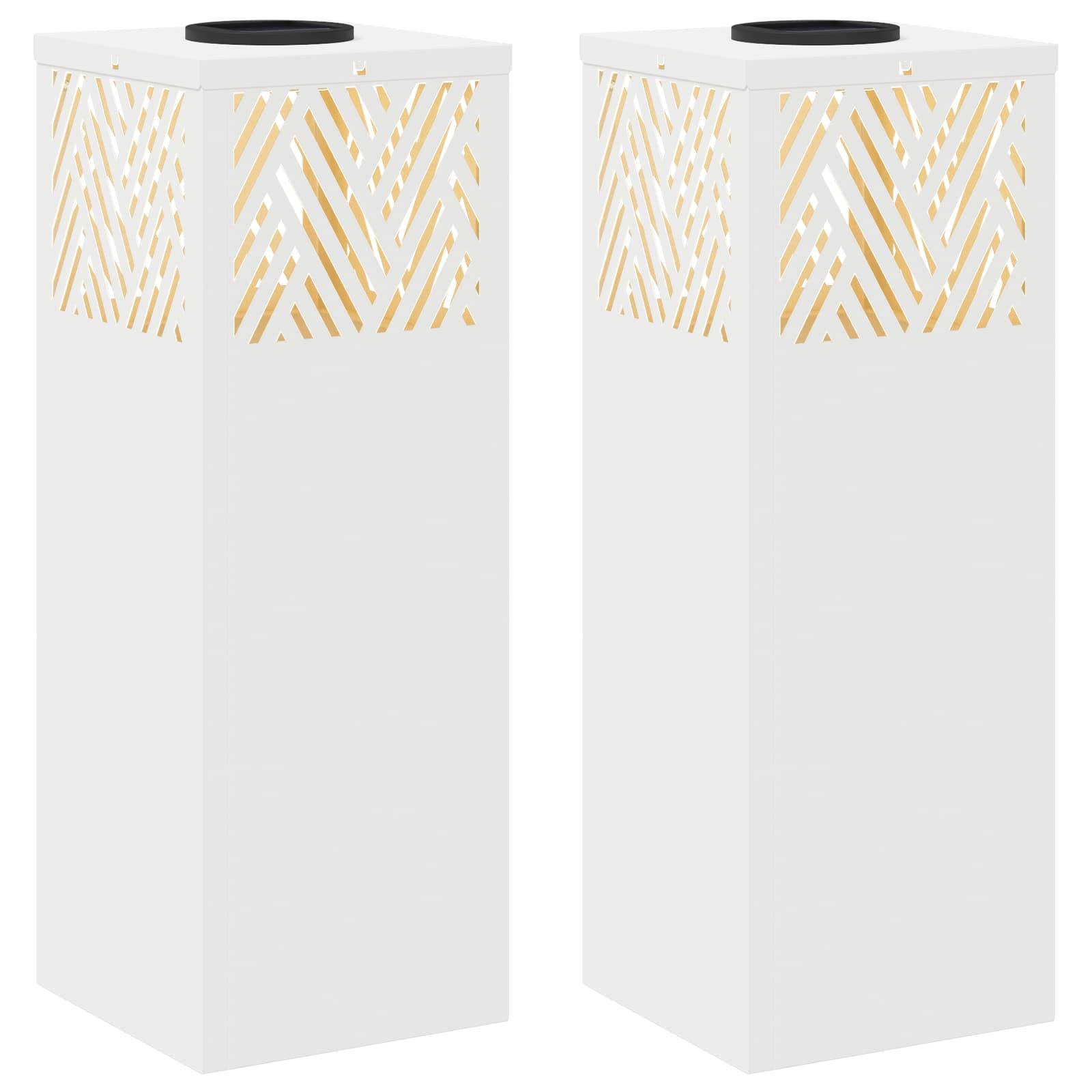 vidaXL Solar LED Weg Licht 2 pcs Weiß Kalt gewalzter Stahl