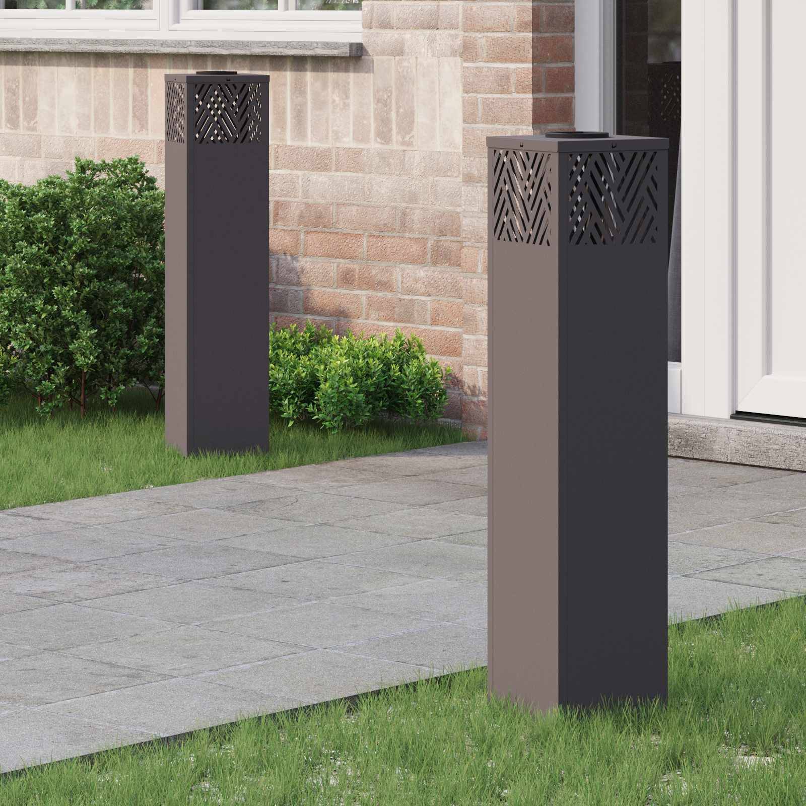 vidaXL Solar LED Weg Licht 2 pcs Schwarz Kalt gewalzter Stahl