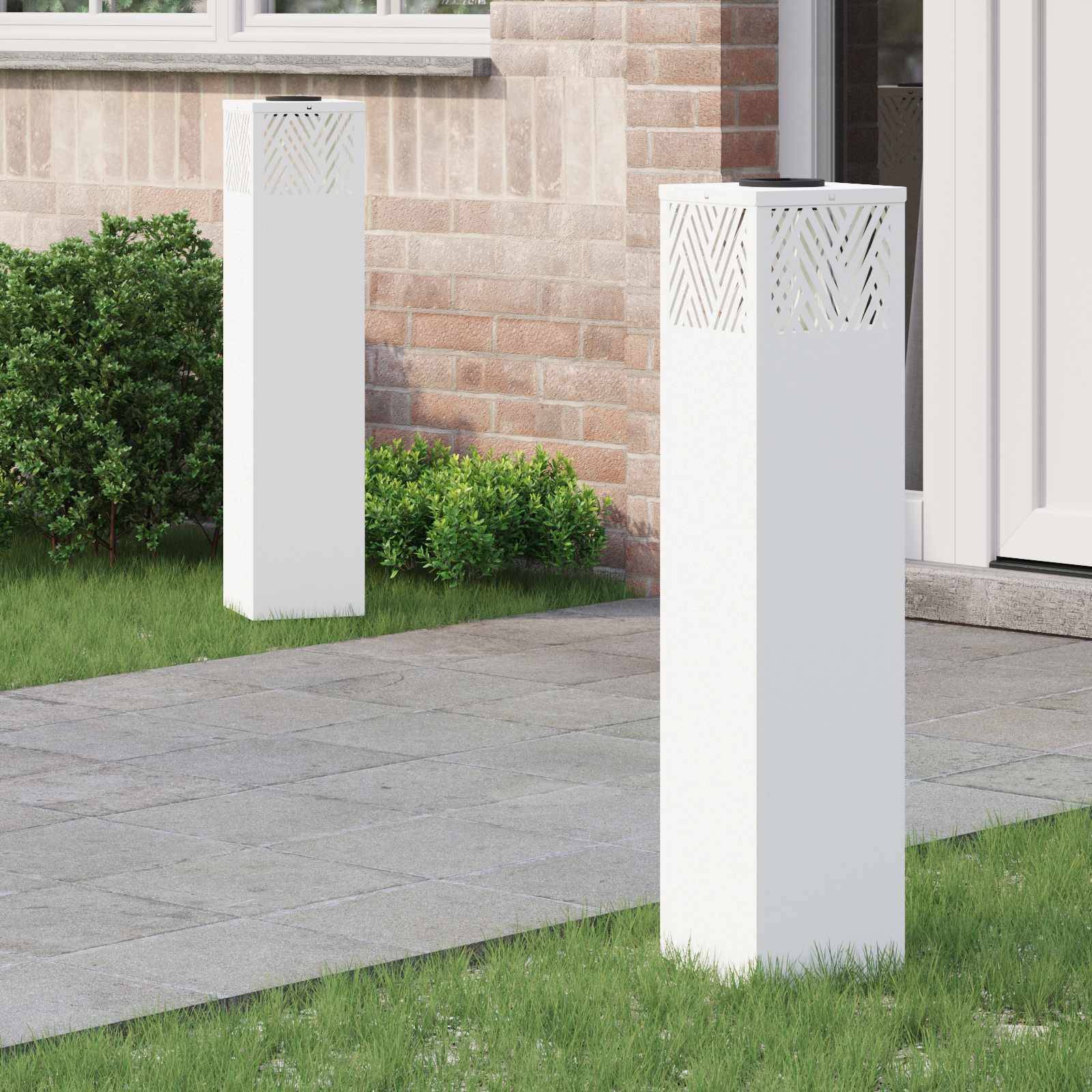 vidaXL Solar LED Weg Licht 2 pcs Weiß Kalt gewalzter Stahl